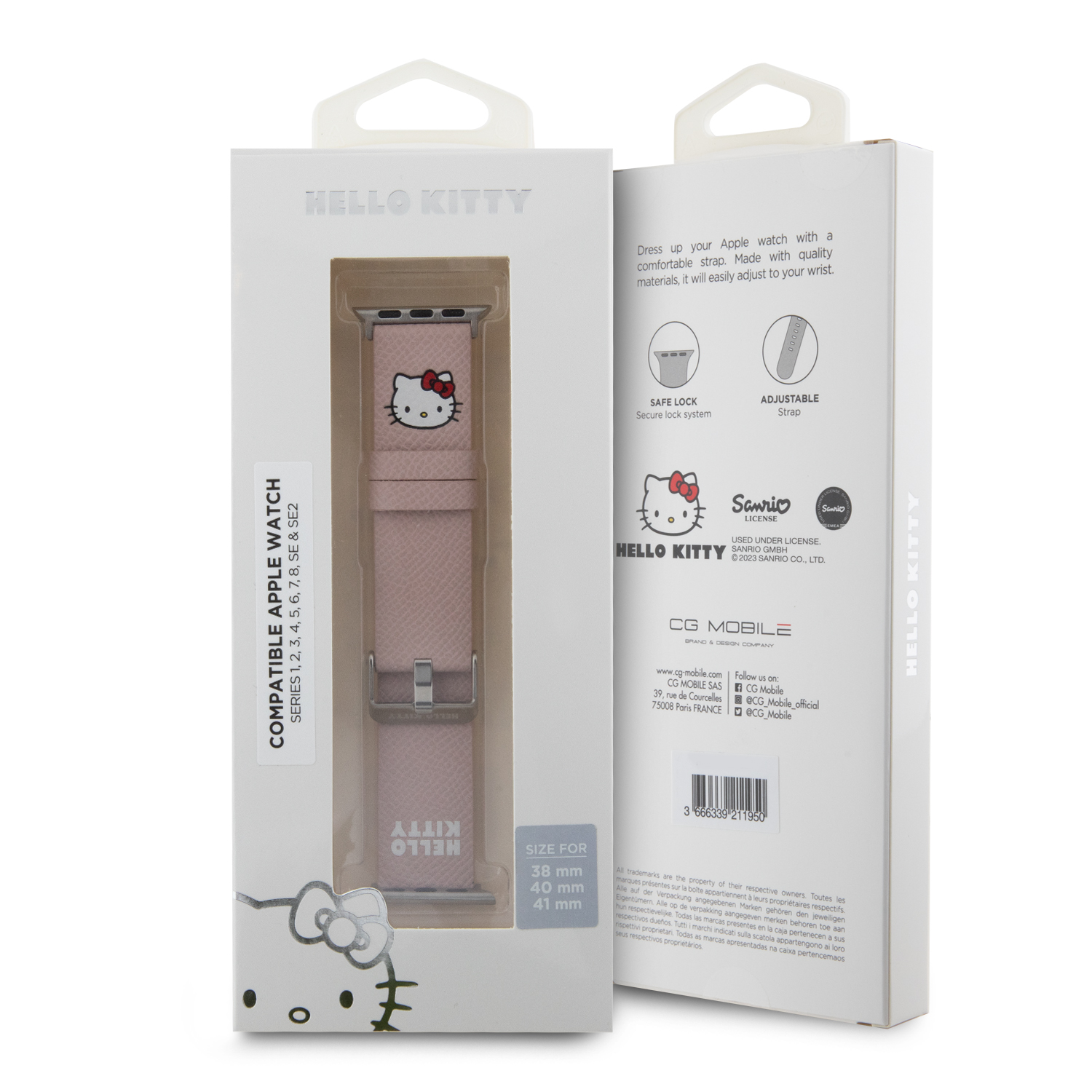 Apple Watch 40/41mm - HELLO KITTY Leather Strap Kitty Head Pink — correa (foto 4 de 4)