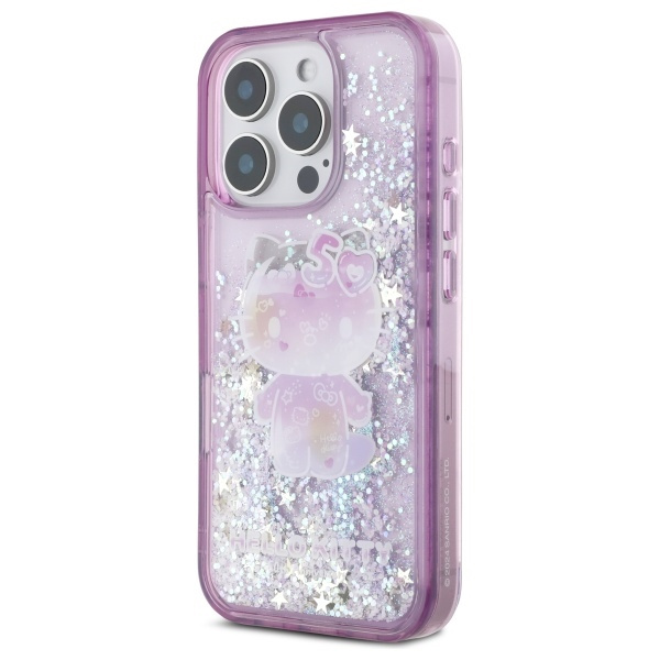 iPhone 16 - HELLO KITTY Liquid Glitters 50TH Anniversary Purple — estuche (foto 2 de 5)