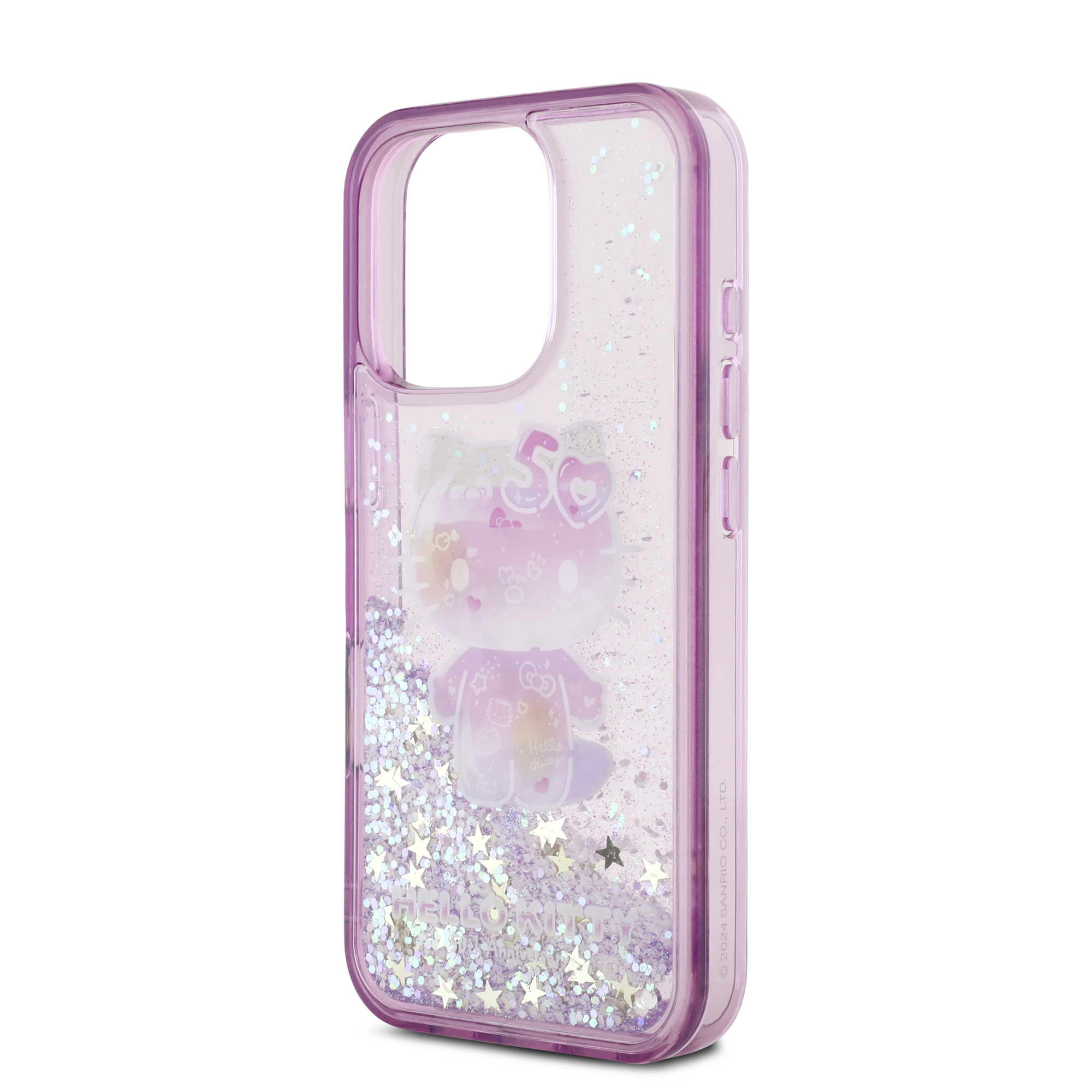 iPhone 16 Pro Max - HELLO KITTY Liquid Glitters 50TH Anniversary Purple — estuche (foto 6 de 8)