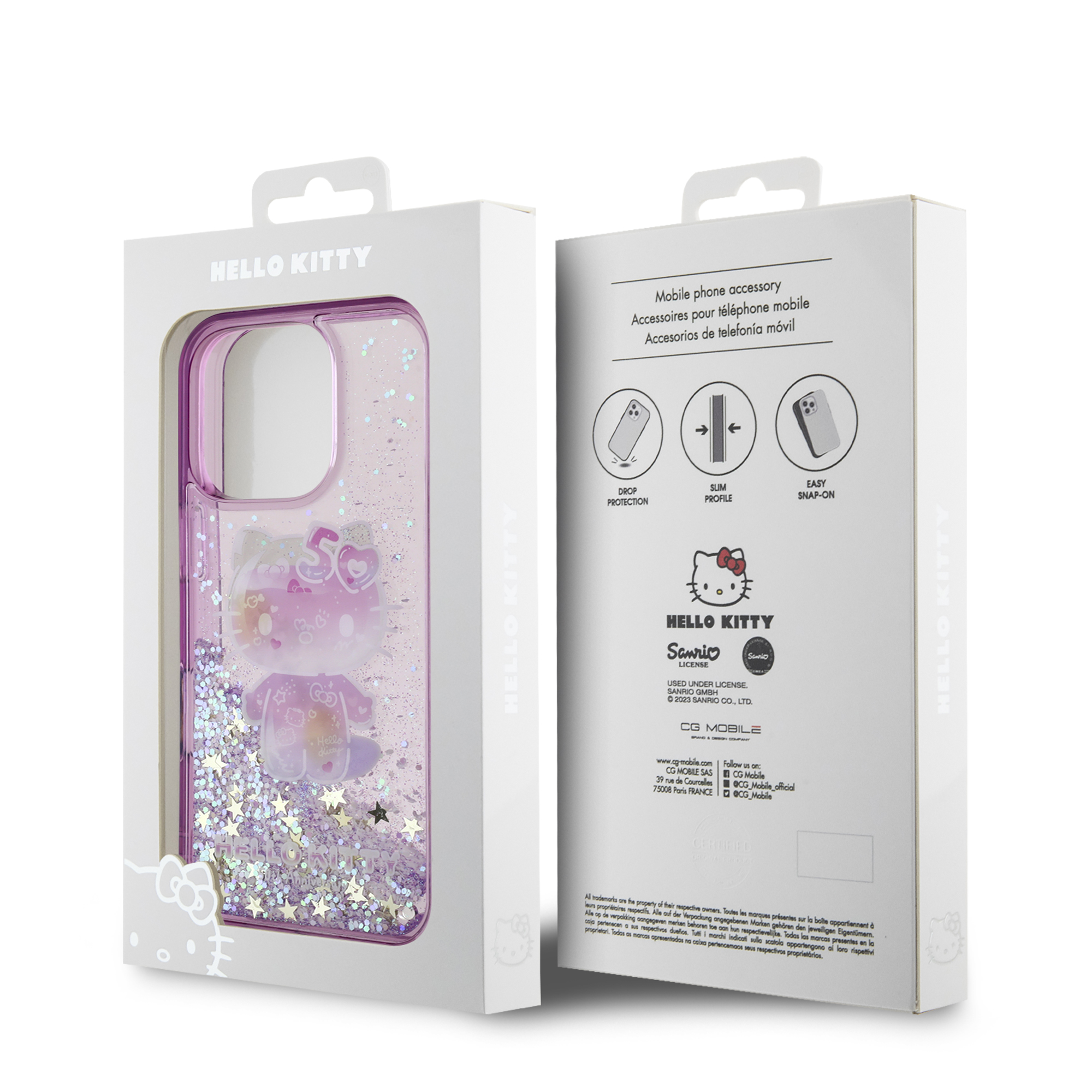 iPhone 16 Pro Max - HELLO KITTY Liquid Glitters 50TH Anniversary Purple — estuche (foto 8 de 8)
