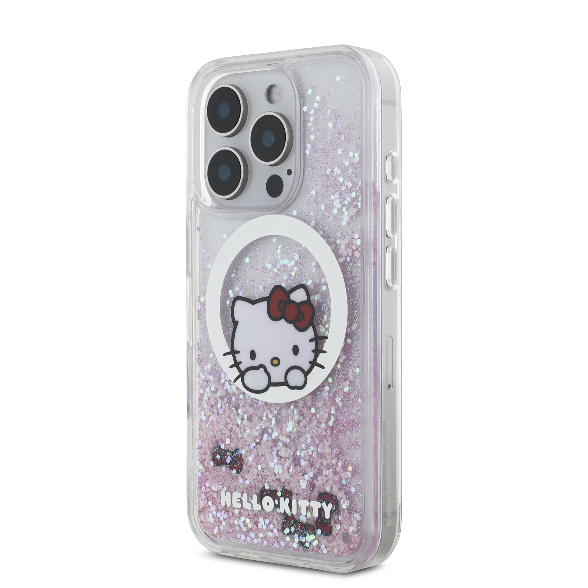 iPhone 16 Pro - HELLO KITTY Liquid Glitters Sweet Bows White — estuche (foto 2 de 5)