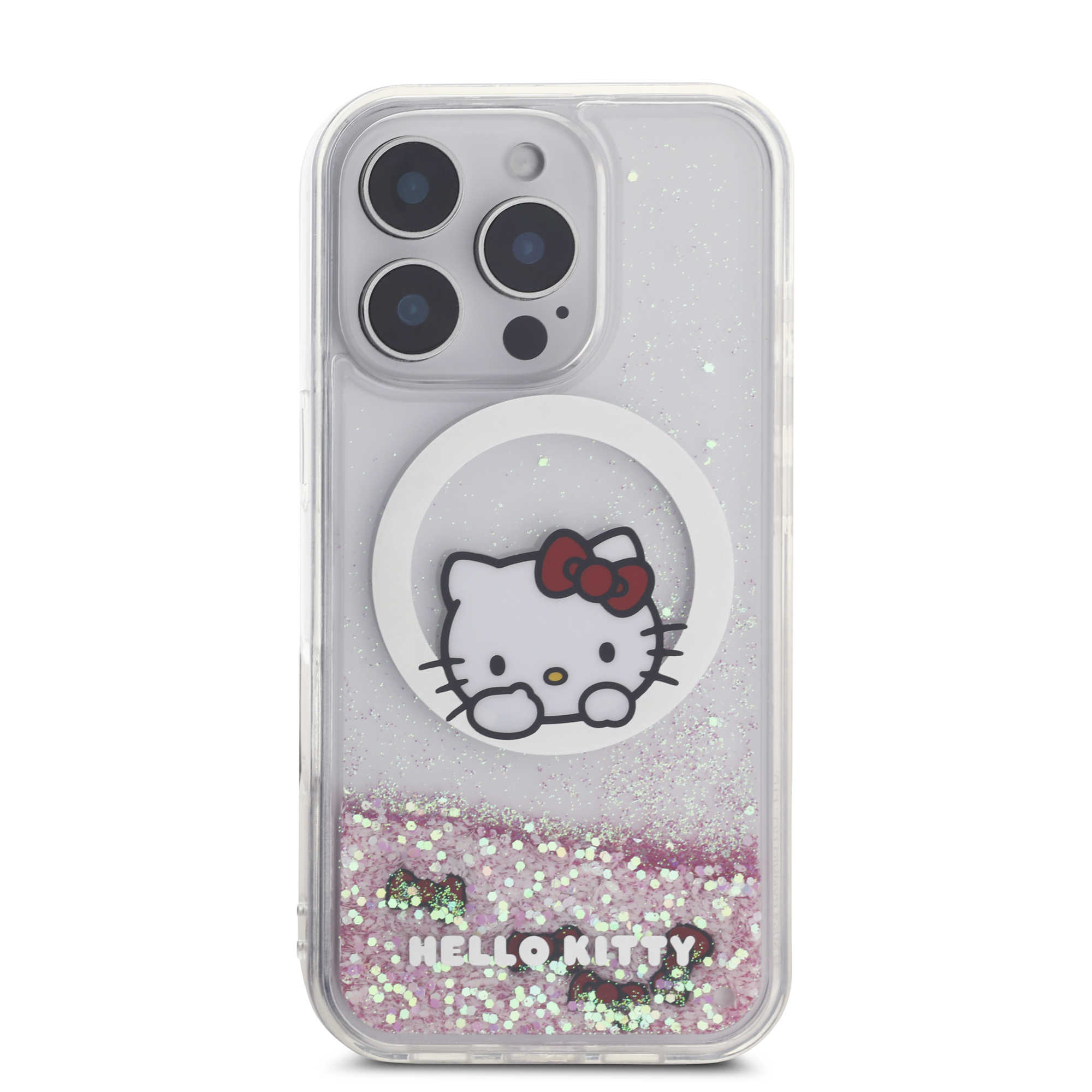 iPhone 16 Pro - HELLO KITTY Liquid Glitters Sweet Bows White — estuche (foto 3 de 5)