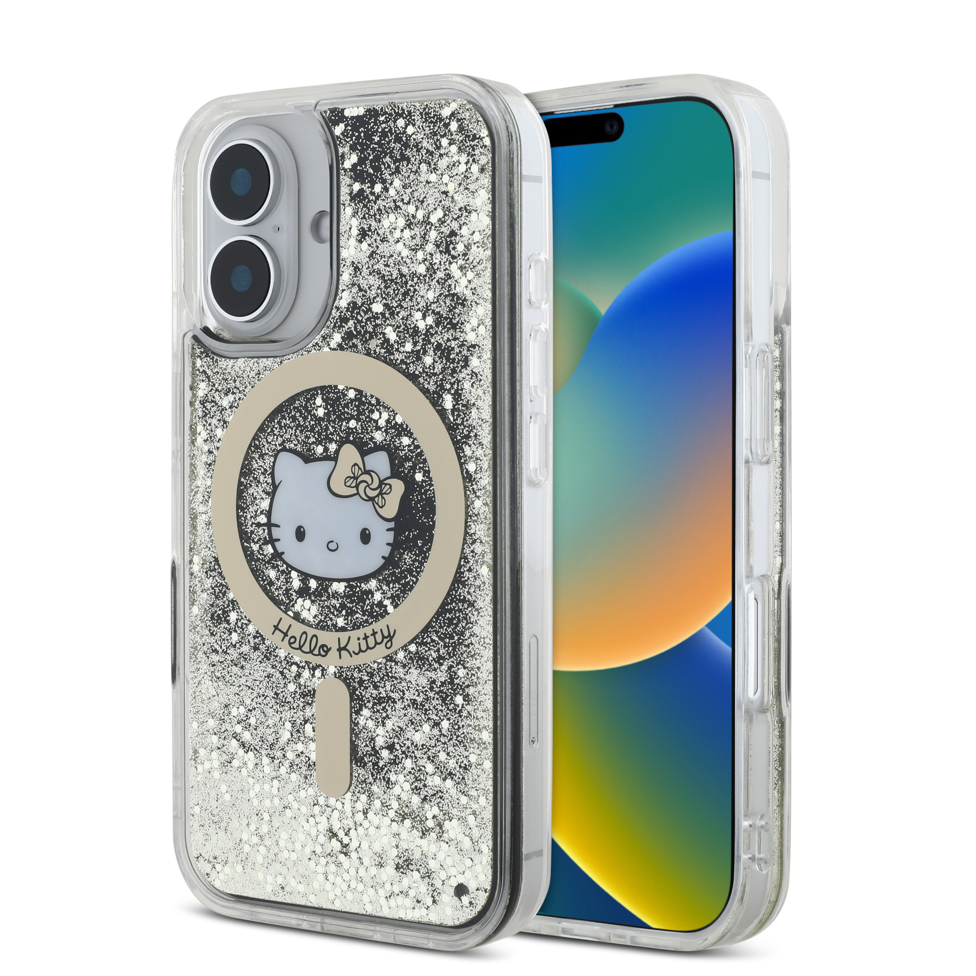 iPhone 16 - HELLO KITTY Liquid Glitters Gold Fever Black