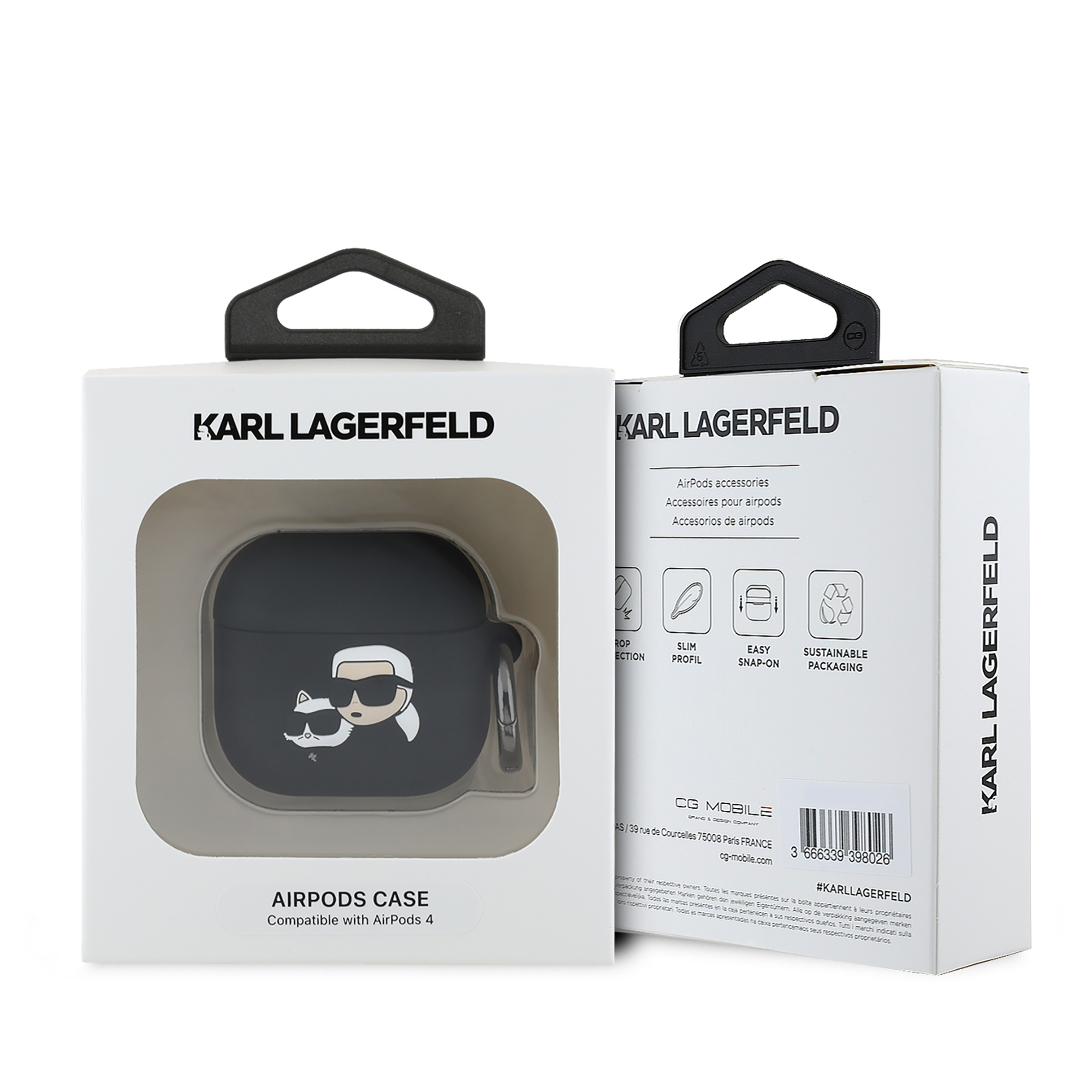 AirPods 4 - KARL LAGERFELD 3D Silicone Heads Black — estuche (foto 3 de 3)