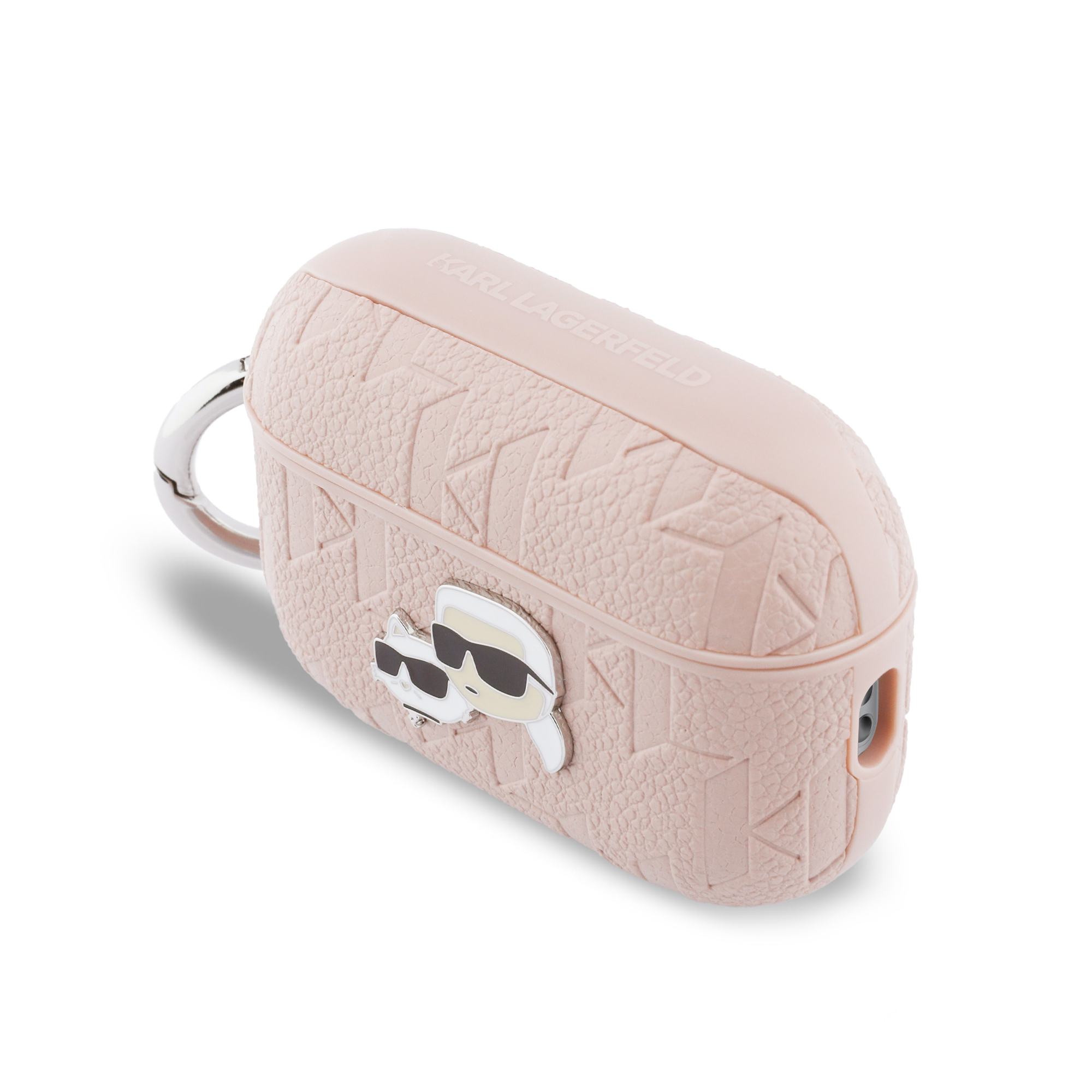 AirPods Pro 3 - KARL LAGERFELD Leather Head Pin Monogram Pink — estuche (foto 3 de 4)
