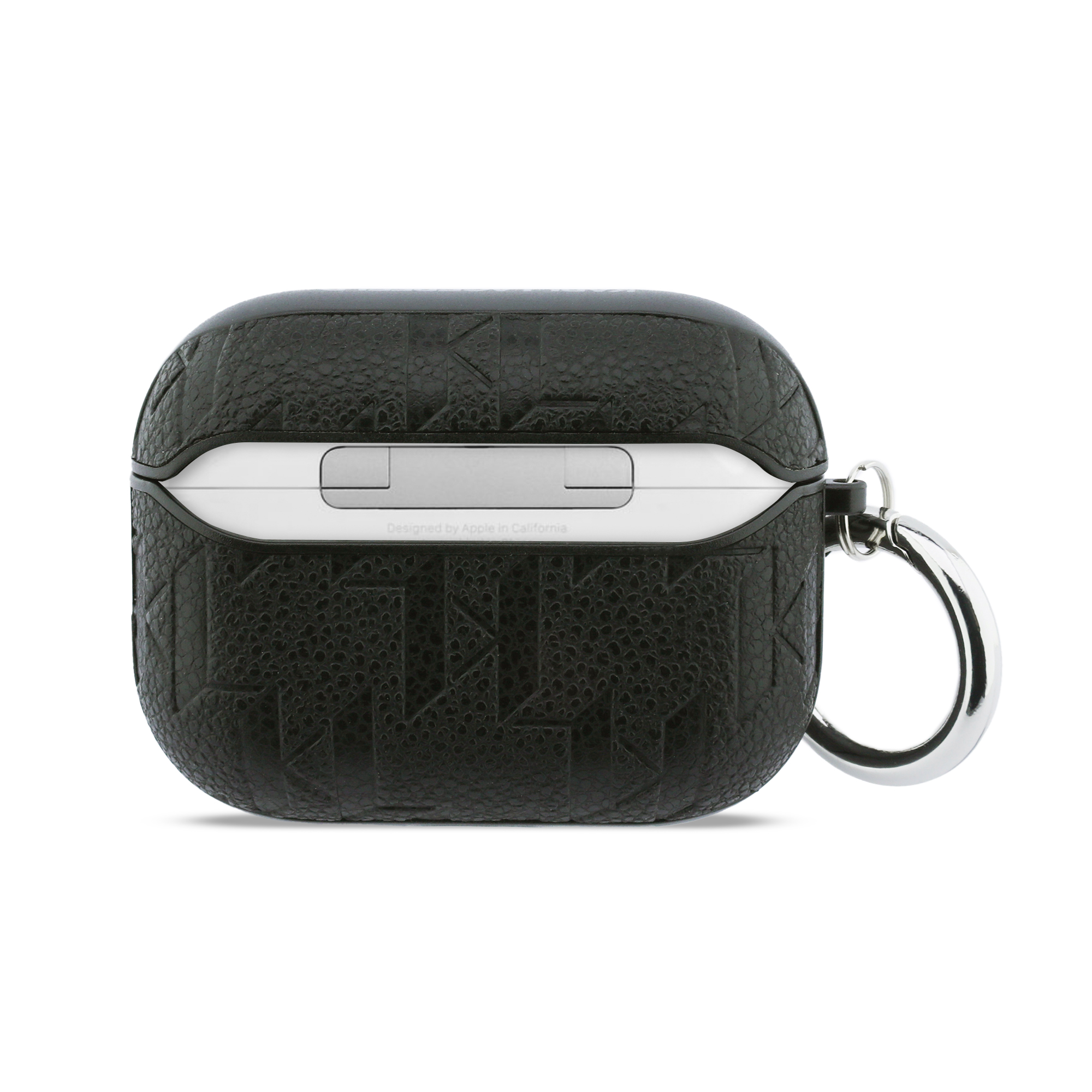 AirPods Pro 3 - KARL LAGERFELD Leather Karl Head Pin Monogram Black — estuche (foto 2 de 4)