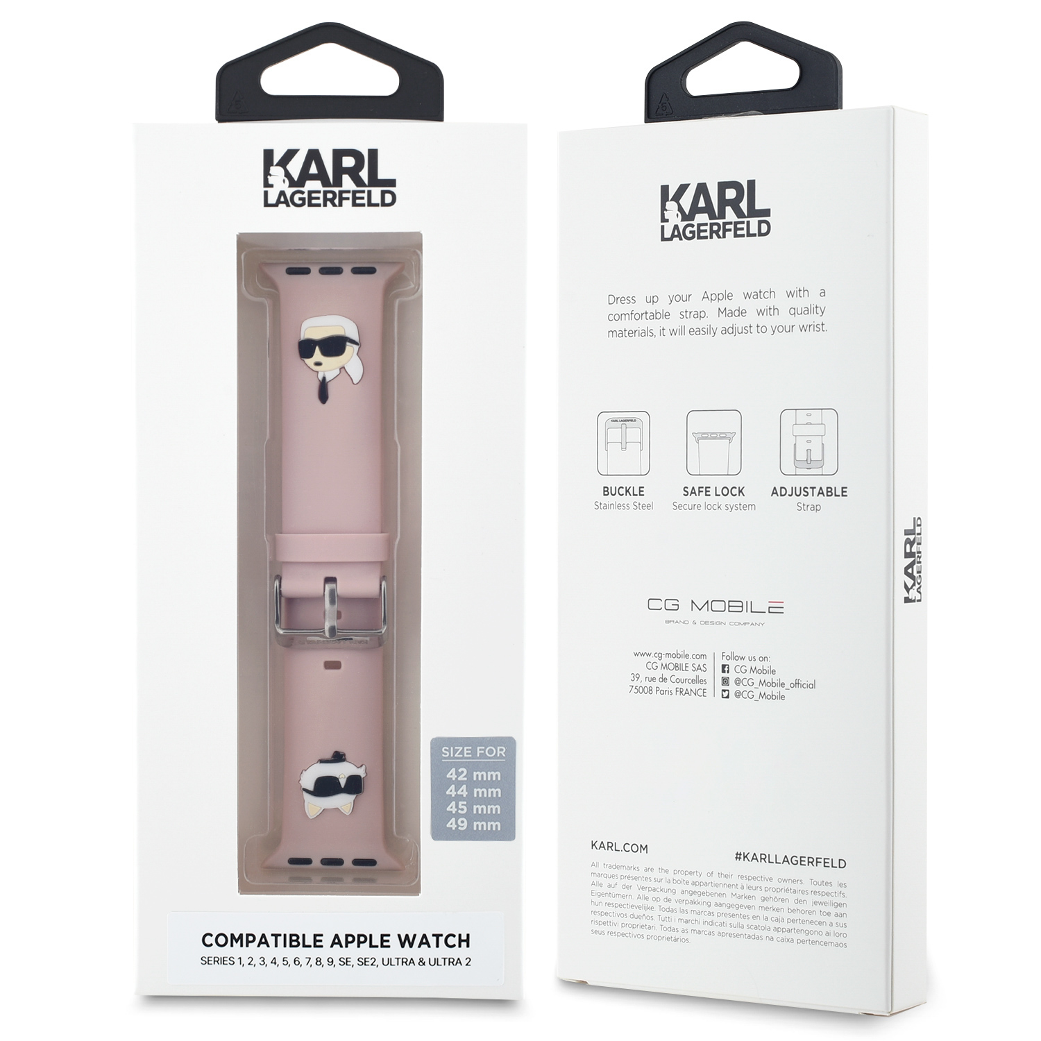 Apple Watch 44/45mm - KARL LAGERFELD 3D Rubber Pink — correa (foto 4 de 4)