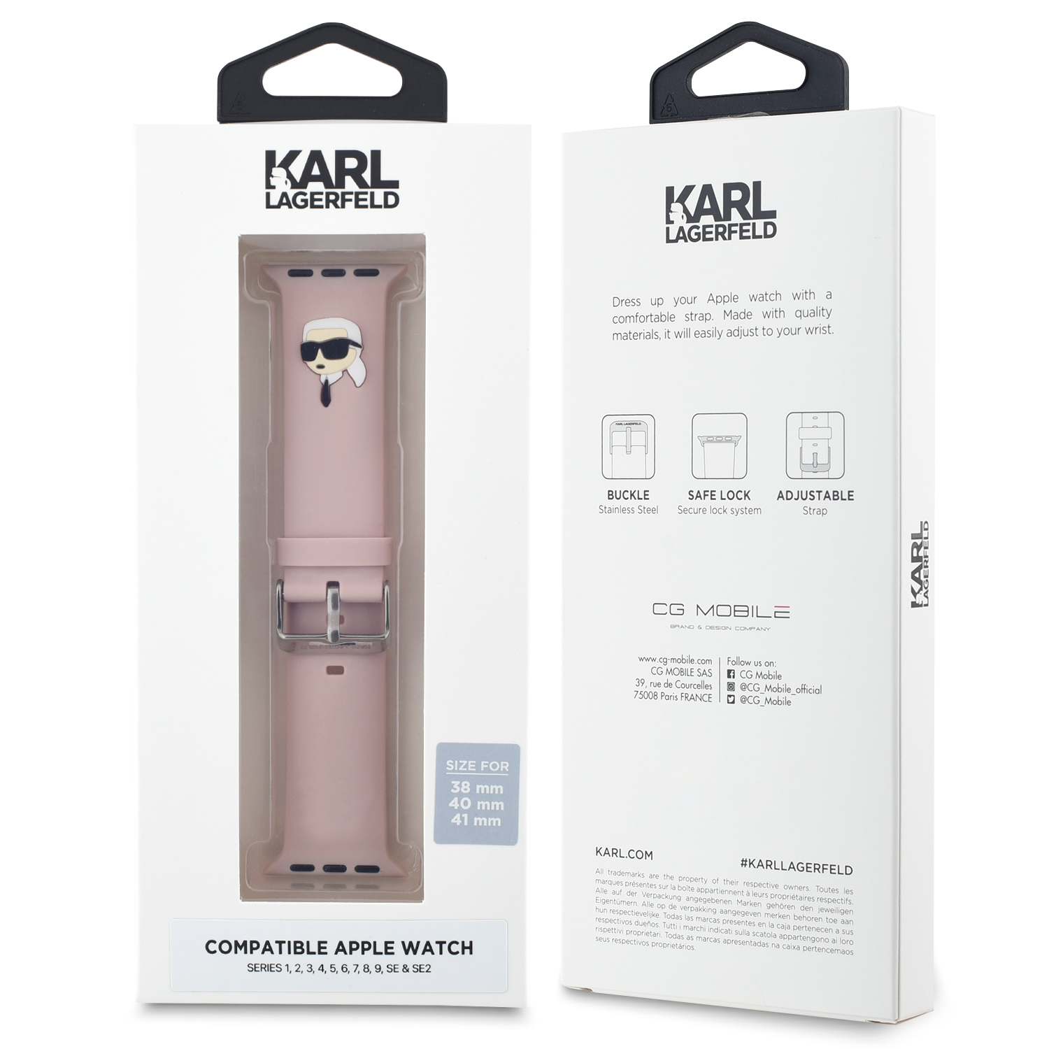 Apple Watch 40/41mm - KARL LAGERFELD 3D Rubber Karl Head NFT Pink — correa (foto 4 de 4)