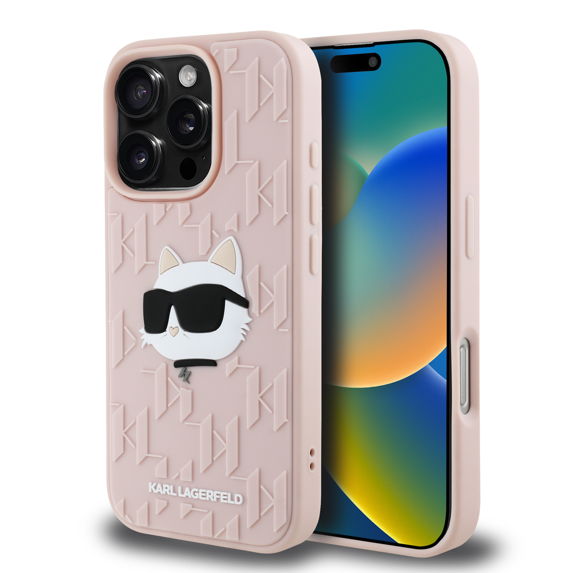 iPhone 16 Pro - KARL LAGERFELD Monogram Choupette Pink — estuche