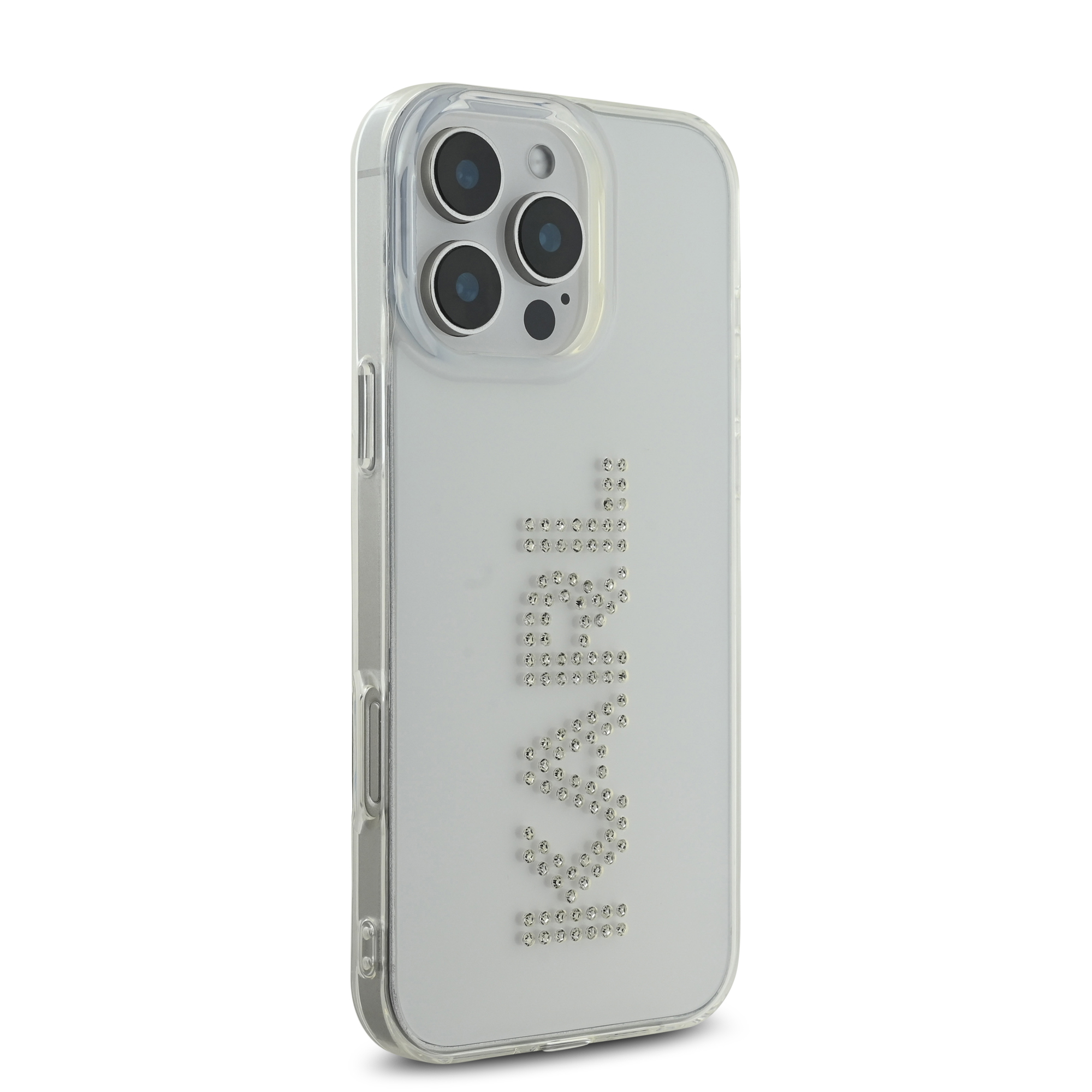 iPhone 16 Pro Max - KARL LAGERFELD Rhinestones Logo Transparent — estuche (foto 4 de 5)