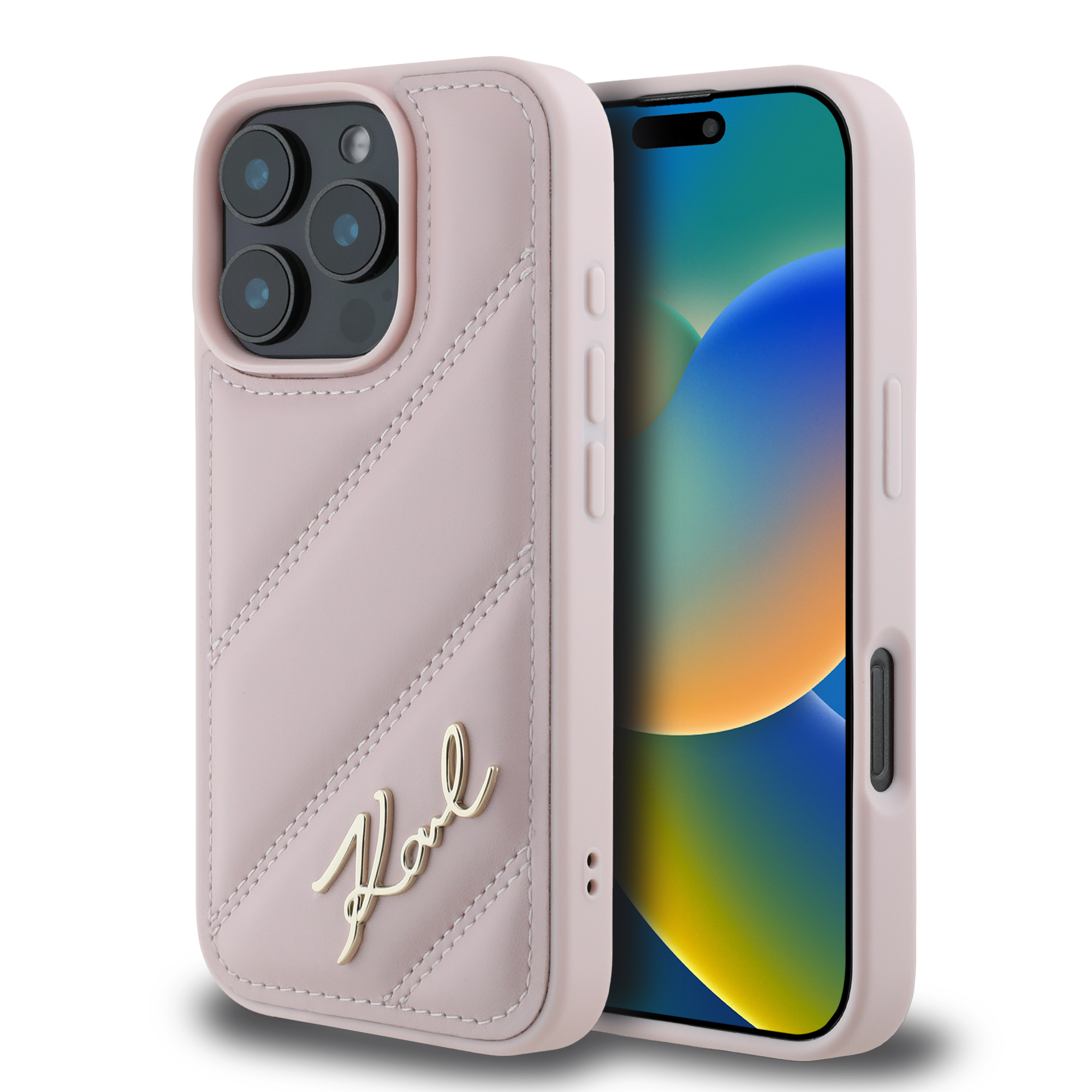 iPhone 16 Pro Max - KARL LAGERFELD Quilted Signature Pink — estuche