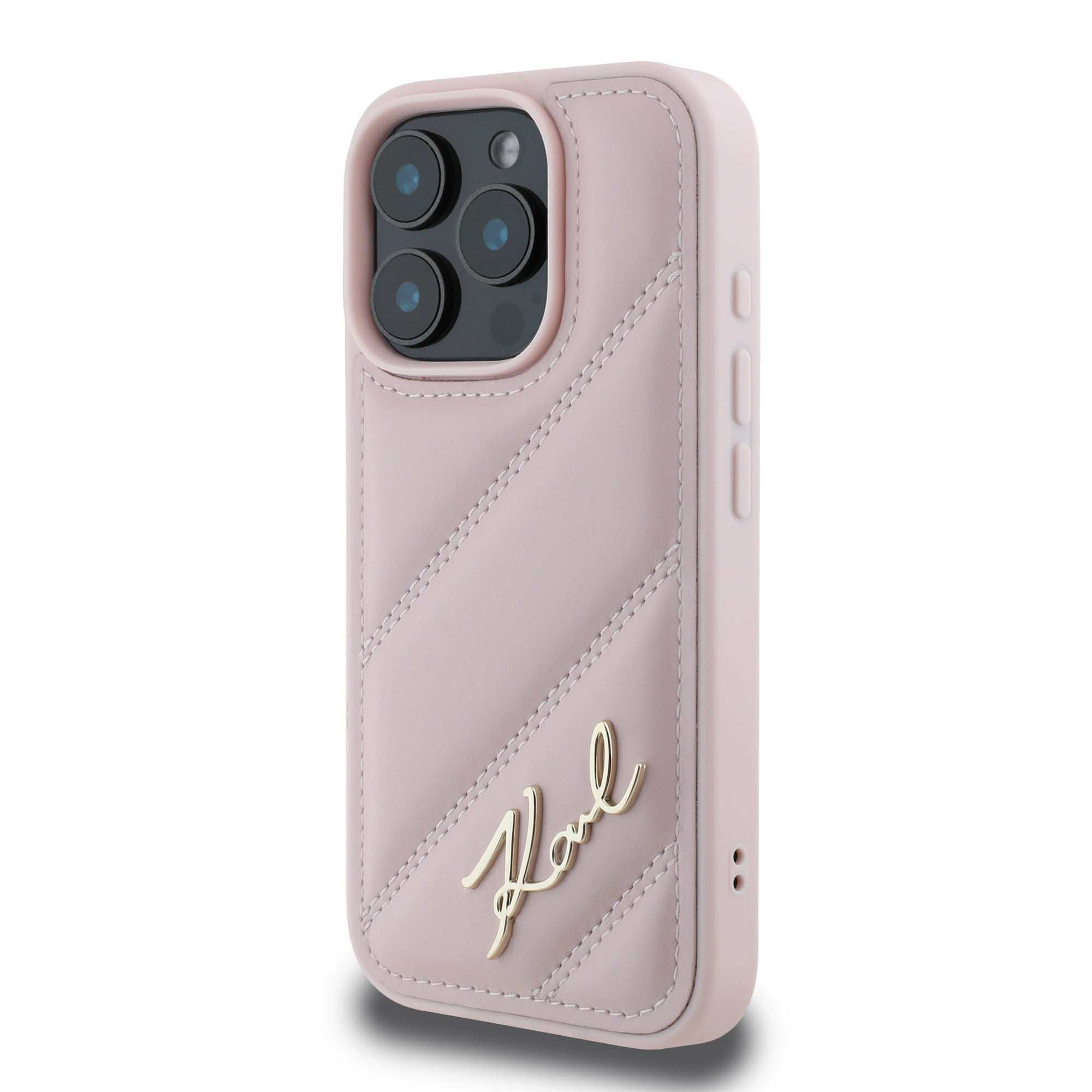 iPhone 16 Pro Max - KARL LAGERFELD Quilted Signature Pink — estuche (foto 2 de 5)