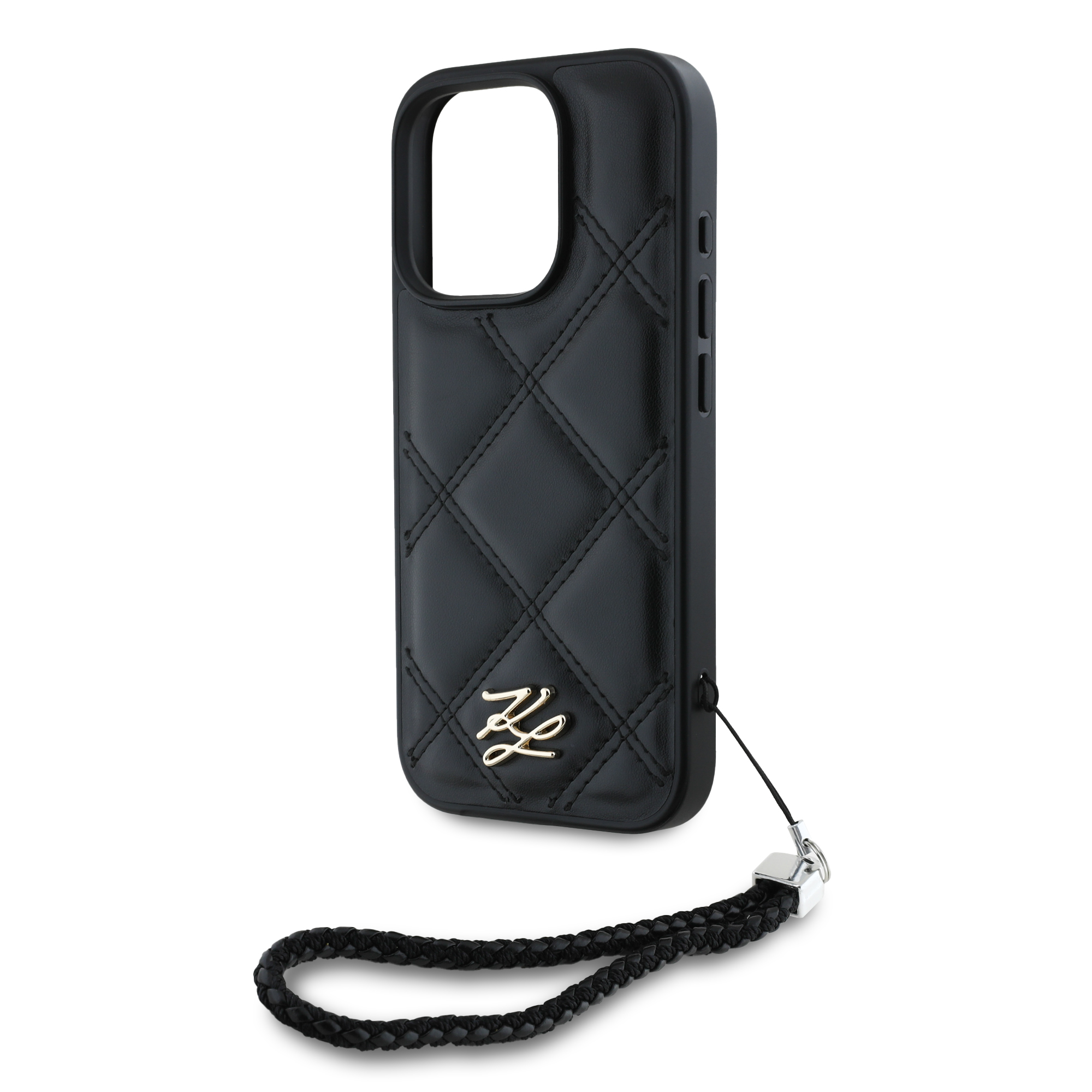 iPhone 16 Pro Max - KARL LAGERFELD Quilted Initial Chain Strap Black — estuche (foto 5 de 7)
