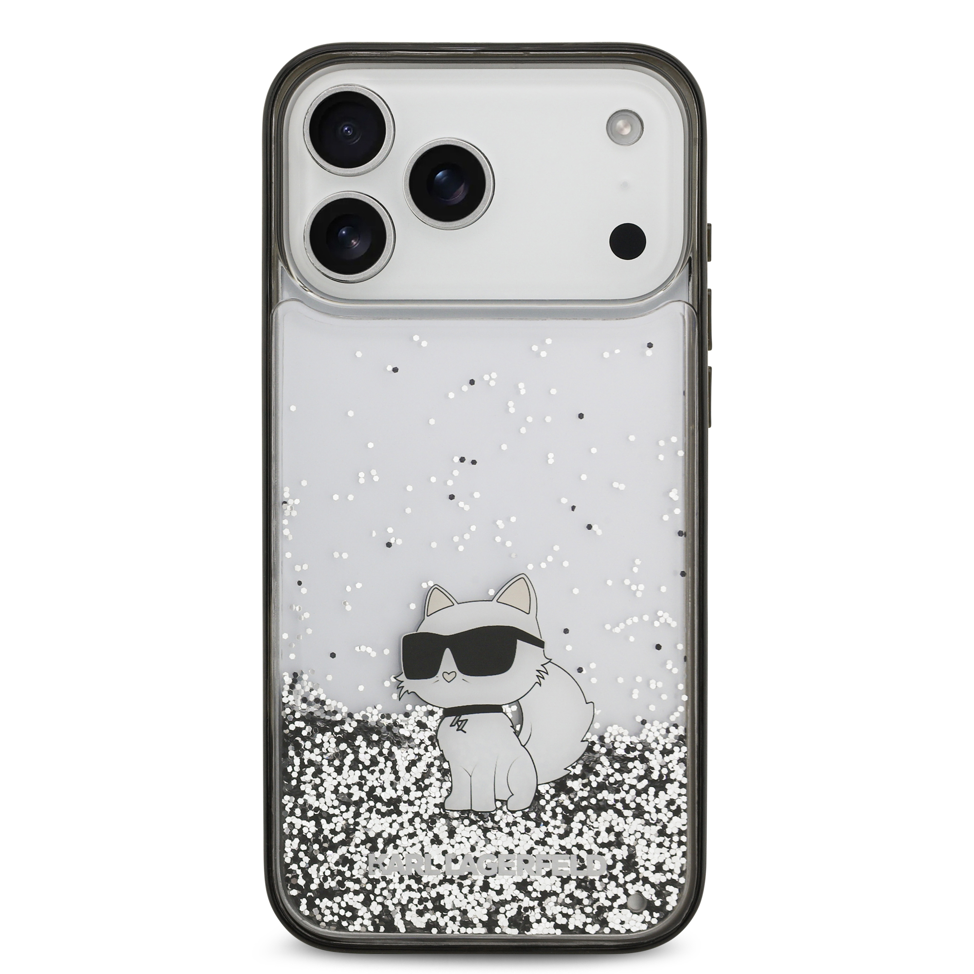 iPhone 17 Pro - KARL LAGERFELD Liquid Glitter Choupette Transparent — estuche