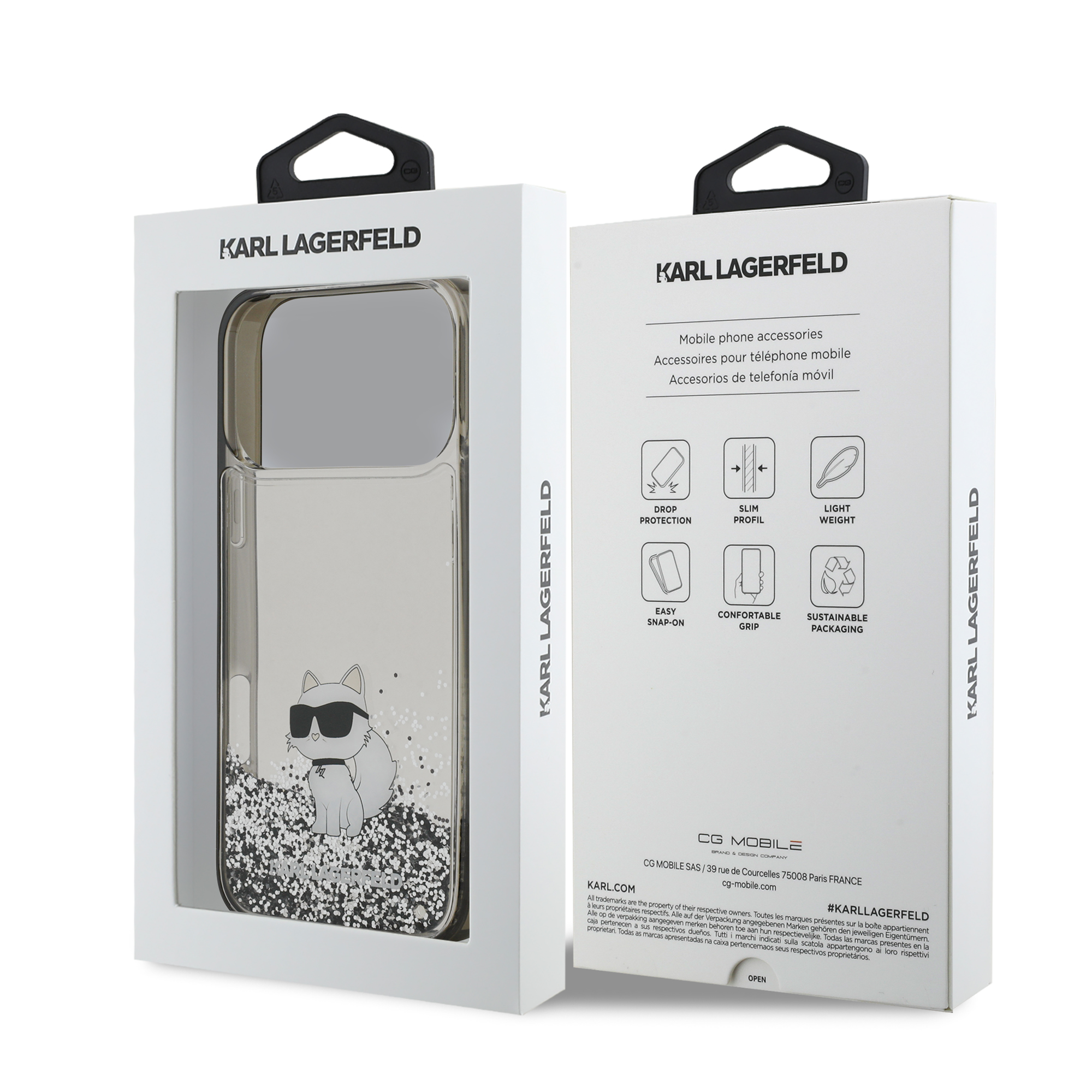 iPhone 17 Pro - KARL LAGERFELD Liquid Glitter Choupette Transparent — estuche (foto 8 de 8)