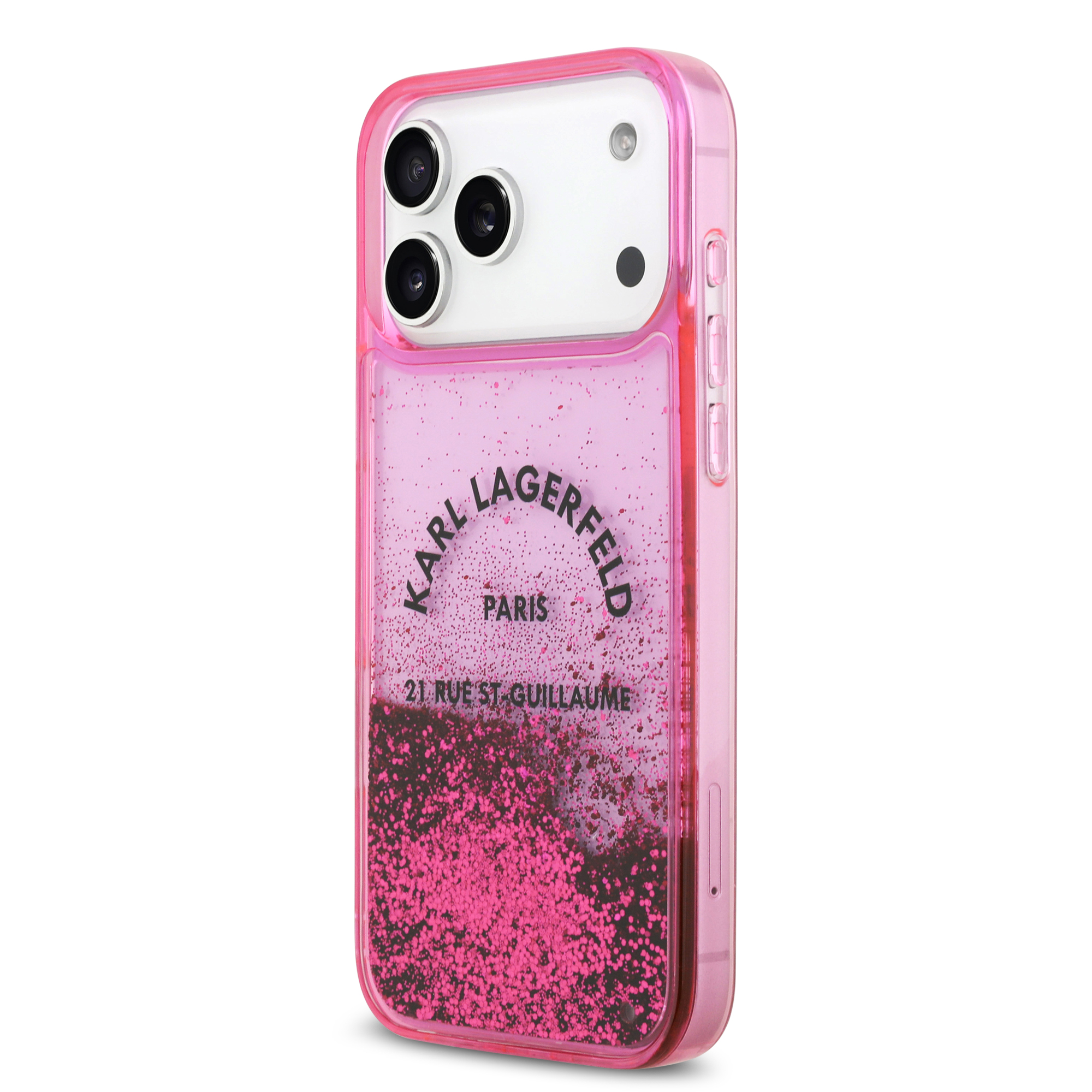 iPhone 17 Pro Max - KARL LAGERFELD Liquid Glitter Fuchsia — estuche (foto 3 de 8)