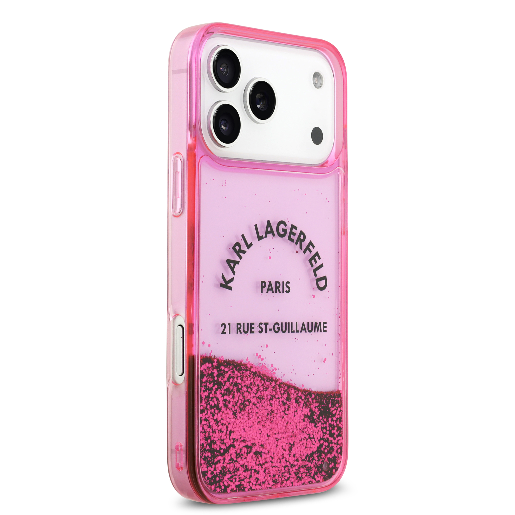 iPhone 17 Pro Max - KARL LAGERFELD Liquid Glitter Fuchsia — estuche (foto 4 de 8)