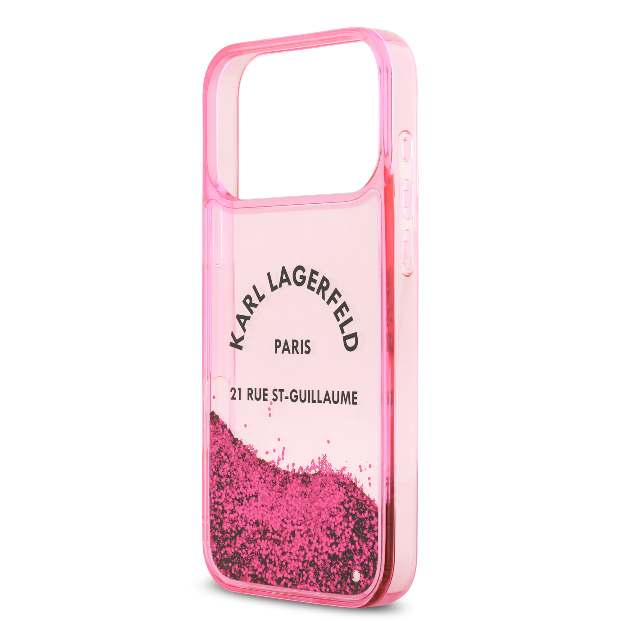 iPhone 17 Pro Max - KARL LAGERFELD Liquid Glitter Fuchsia — estuche (foto 6 de 8)