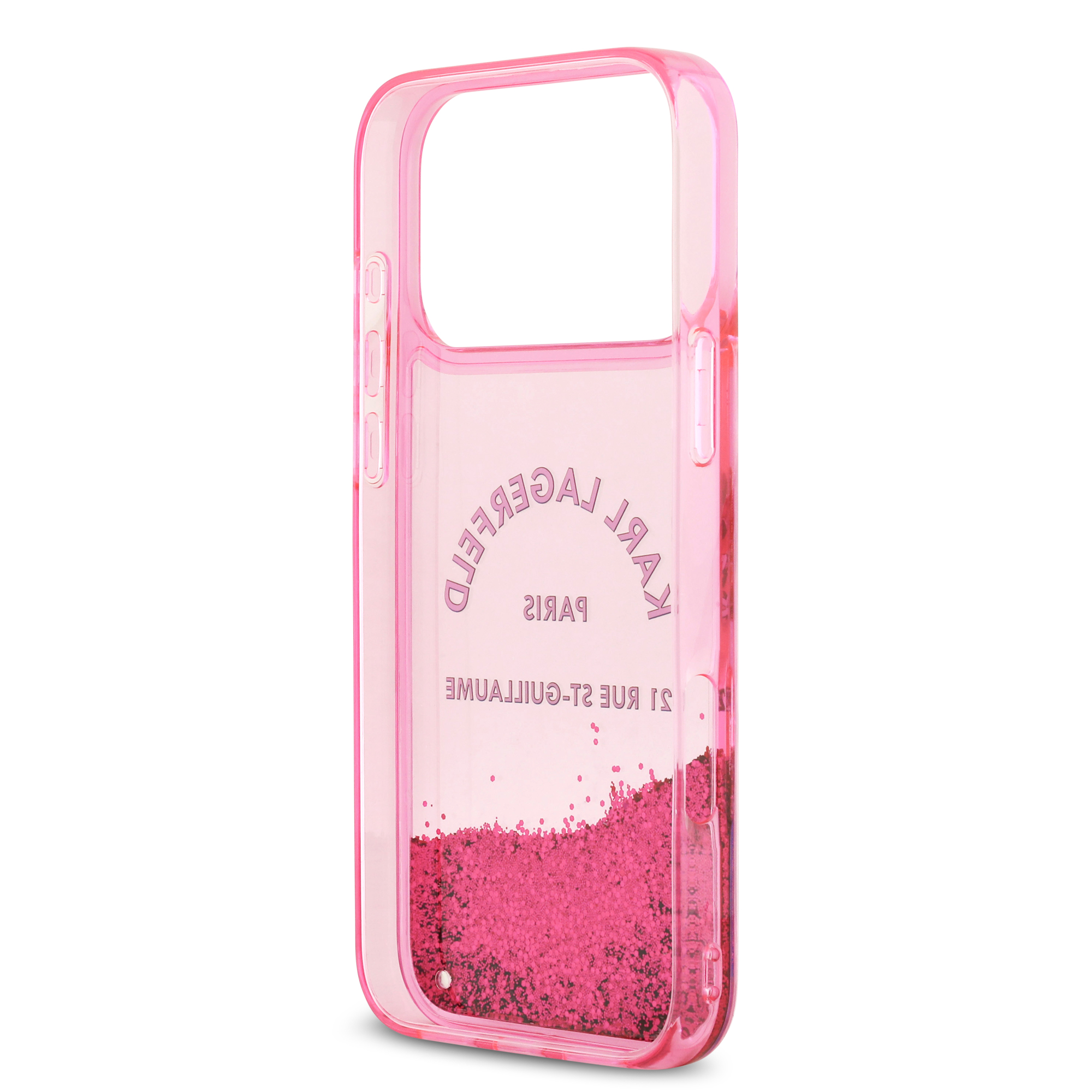 iPhone 17 Pro Max - KARL LAGERFELD Liquid Glitter Fuchsia — estuche (foto 7 de 8)