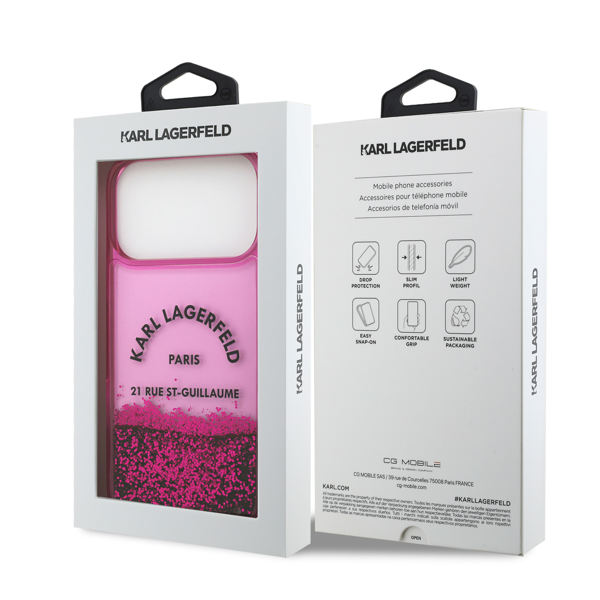 iPhone 17 Pro Max - KARL LAGERFELD Liquid Glitter Fuchsia — estuche (foto 8 de 8)