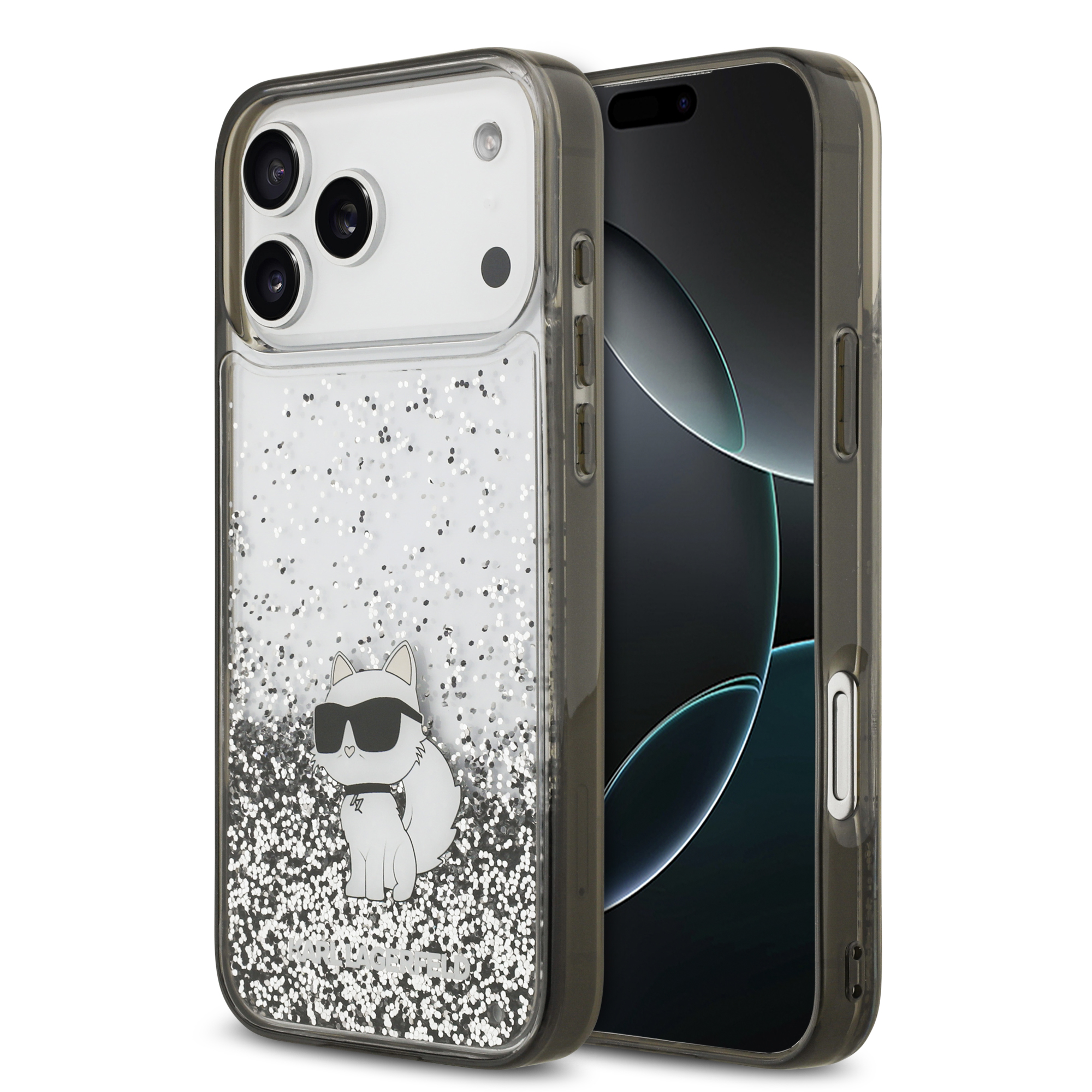 iPhone 17 Pro Max - KARL LAGERFELD Liquid Glitter Choupette Transparent — estuche (foto 2 de 8)