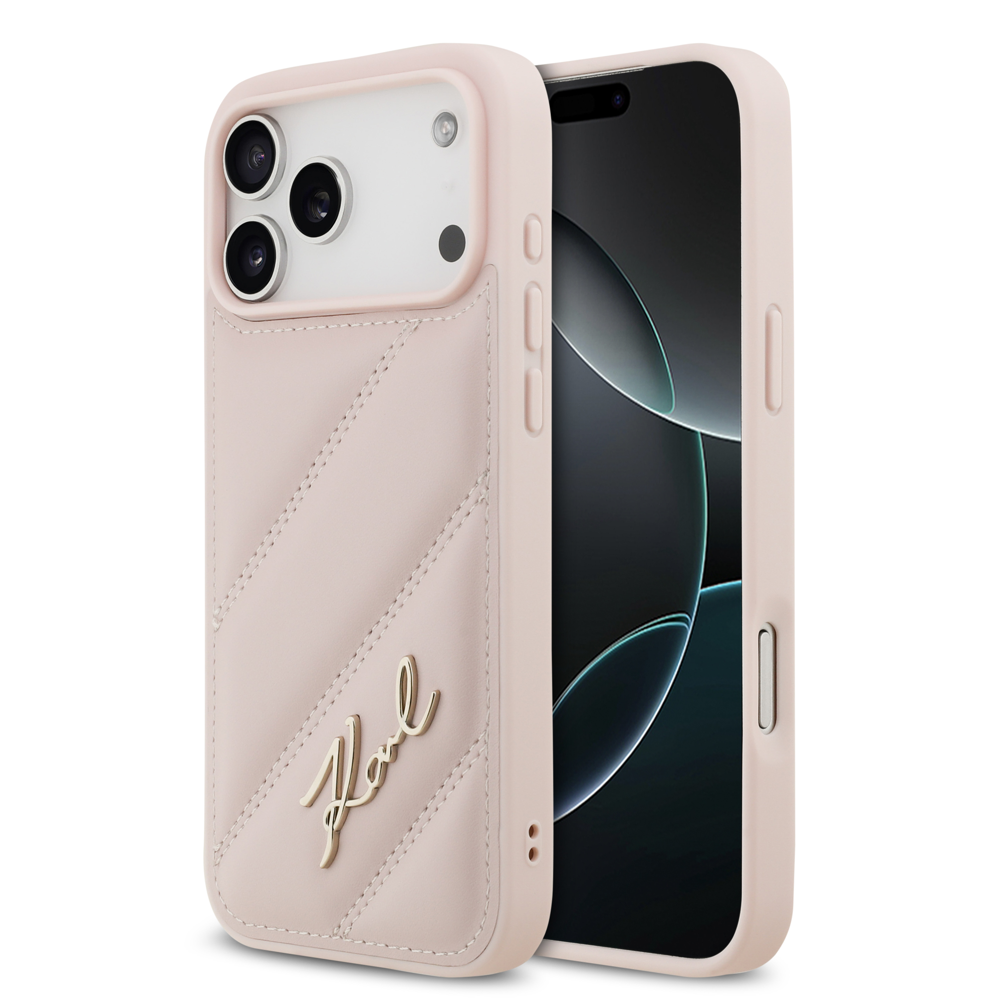 iPhone 17 Pro Max - KARL LAGERFELD Quilted Signature Pink — estuche (foto 2 de 8)