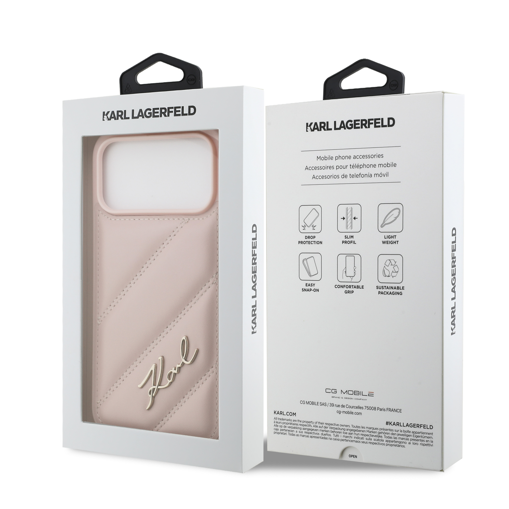iPhone 17 Pro Max - KARL LAGERFELD Quilted Signature Pink — estuche (foto 8 de 8)