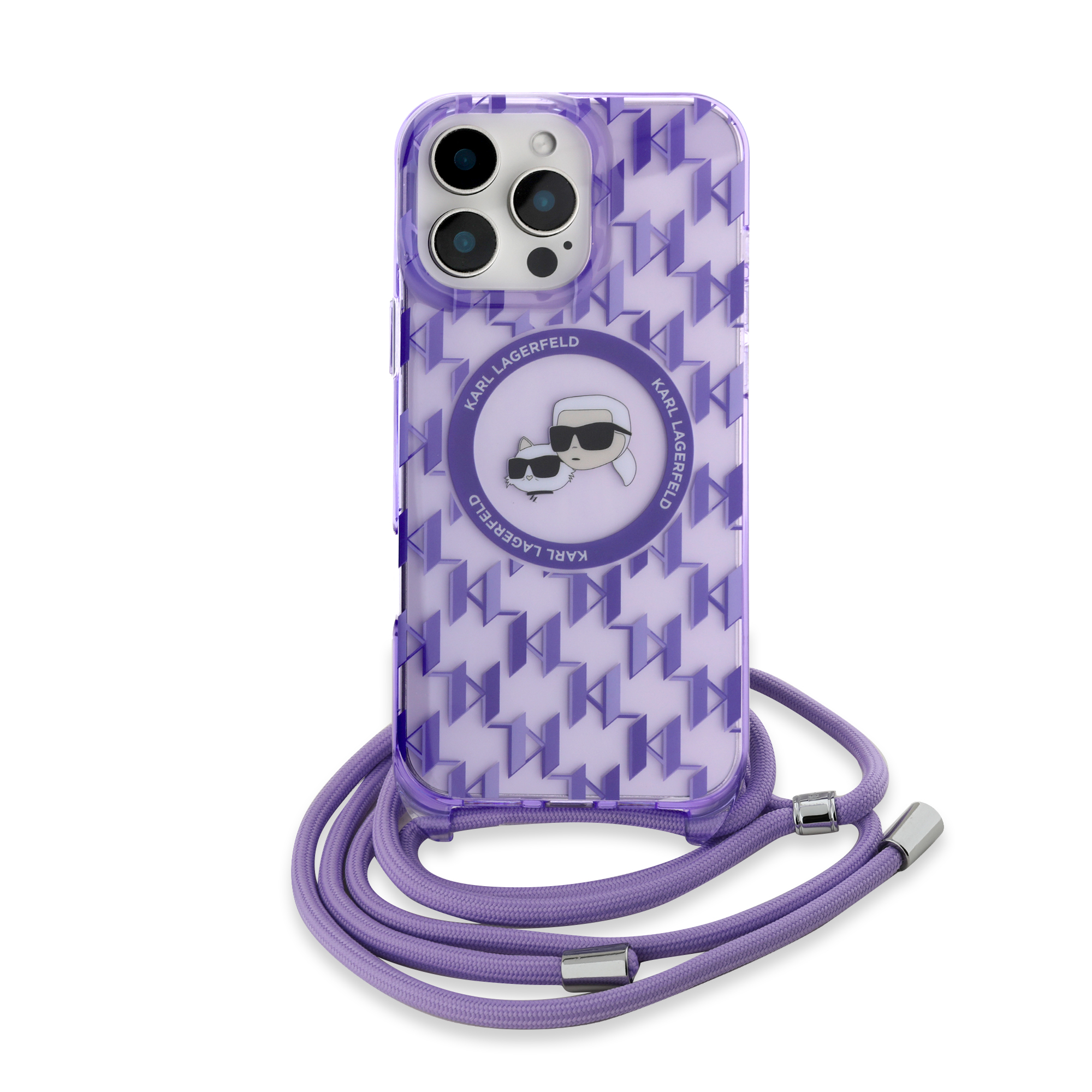 iPhone 16 Pro Max - KARL LAGERFELD Karl & Choupette With Strap Purple — estuche (foto 3 de 7)