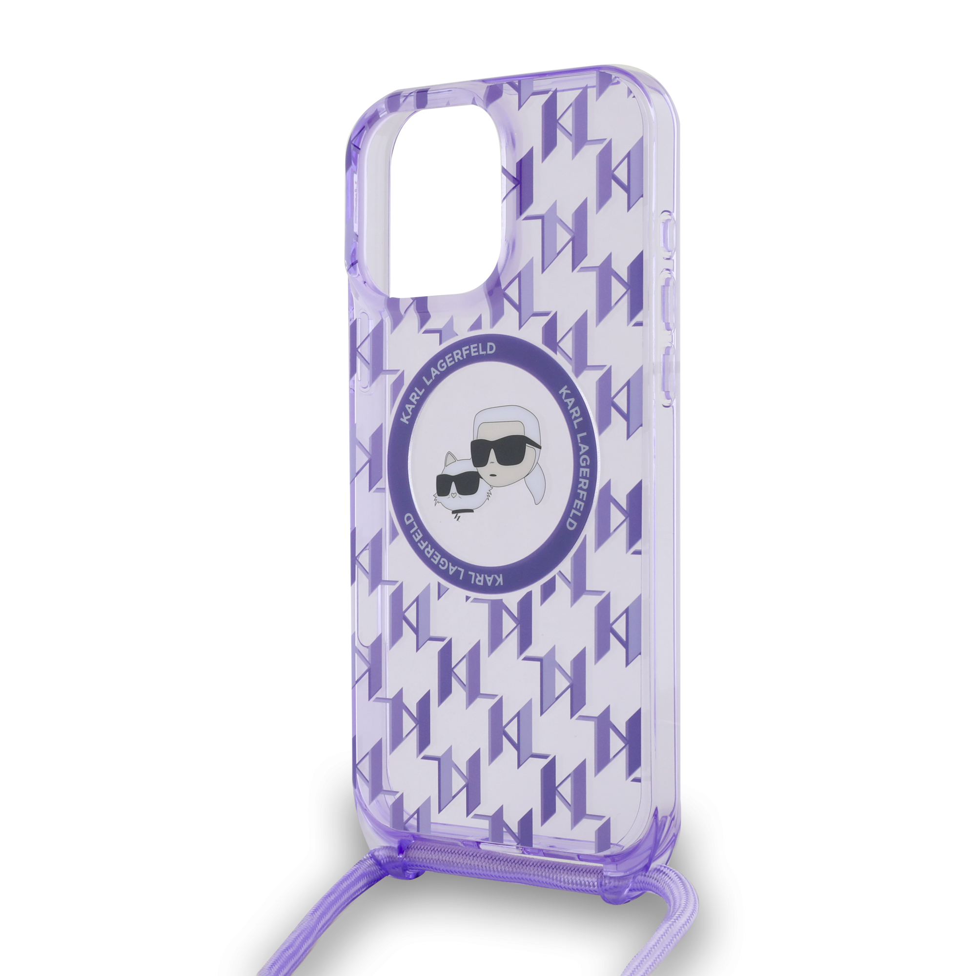 iPhone 16 Pro Max - KARL LAGERFELD Karl & Choupette With Strap Purple — estuche (foto 5 de 7)