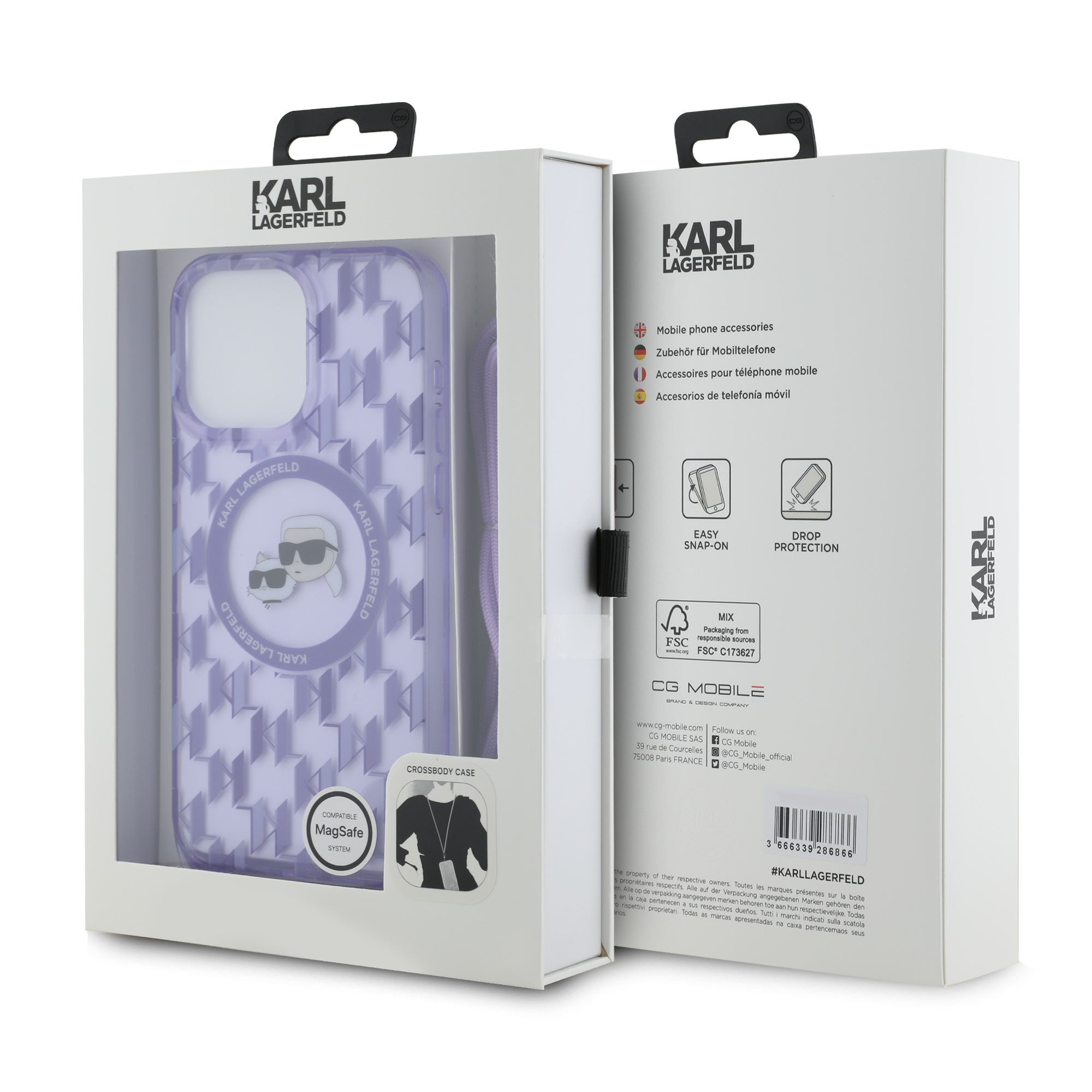 iPhone 16 Pro Max - KARL LAGERFELD Karl & Choupette With Strap Purple — estuche (foto 7 de 7)
