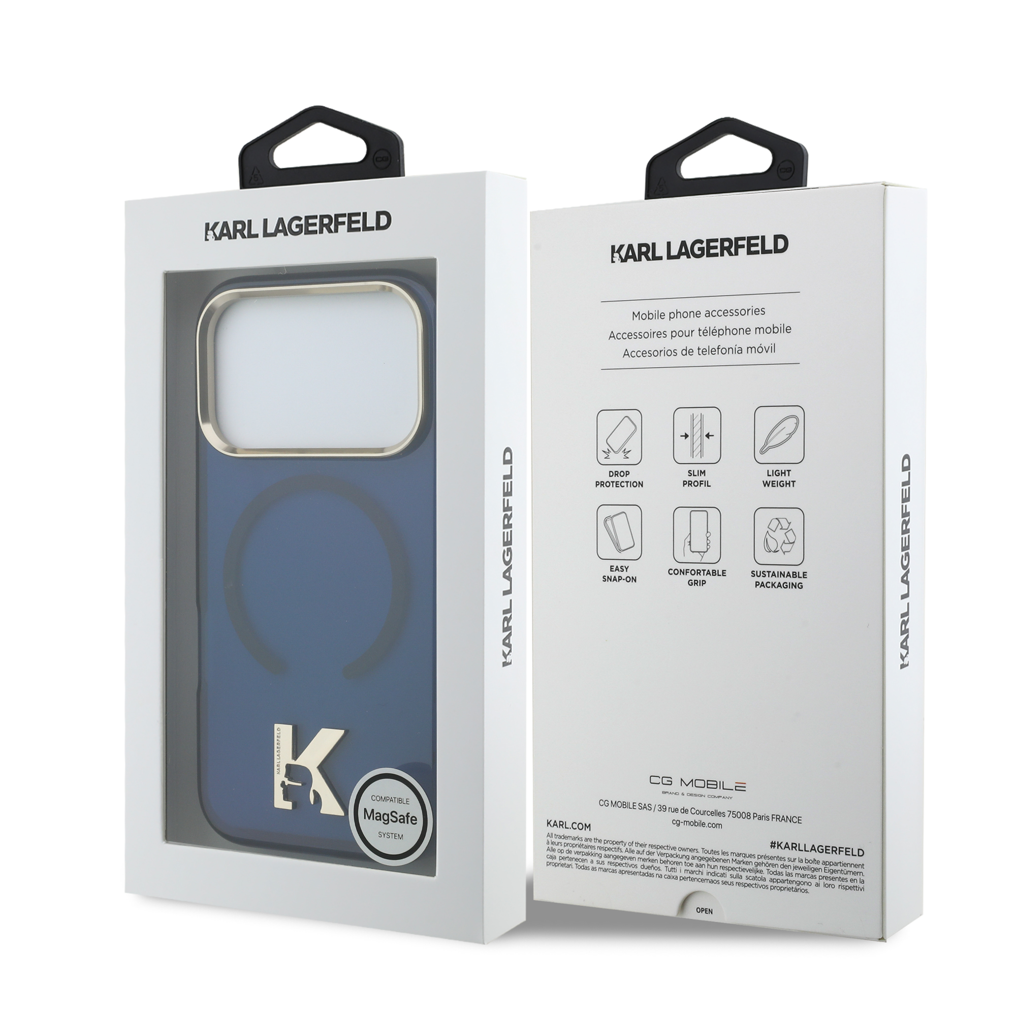 iPhone 17 Pro - KARL LAGERFELD Head Logo Blue — estuche (foto 8 de 8)