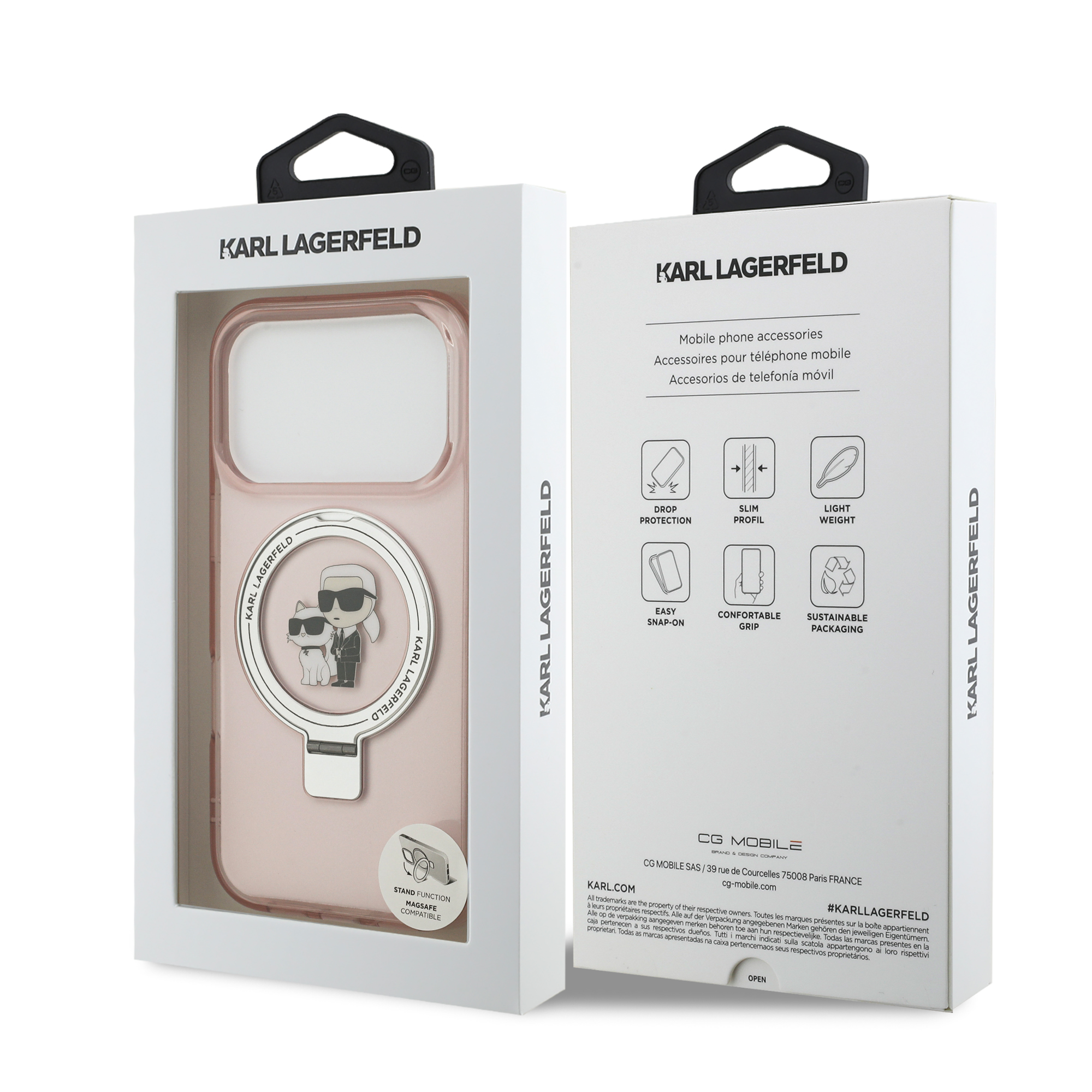 iPhone 17 Pro - KARL LAGERFELD Ringstand KC Pink — estuche (foto 8 de 8)