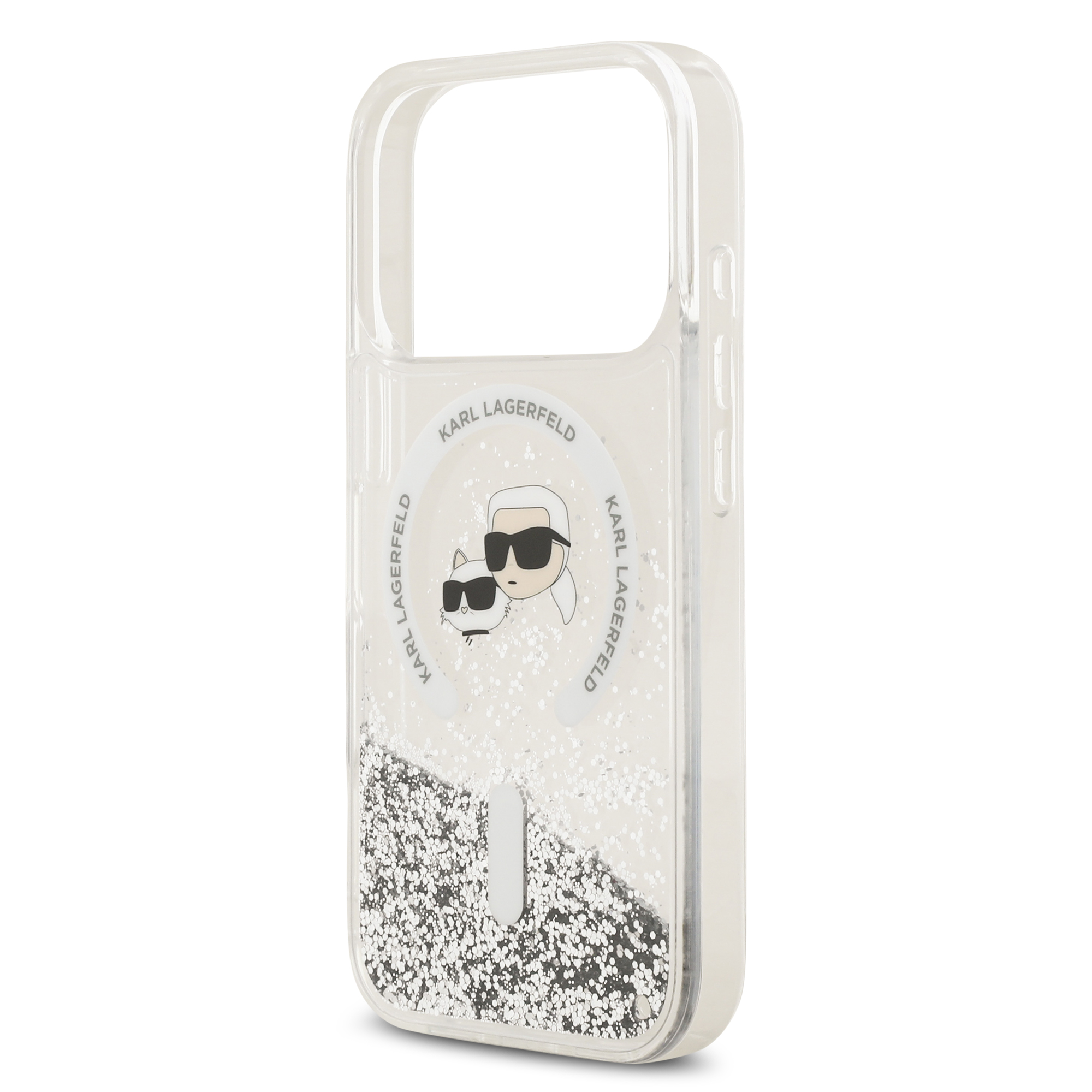 iPhone 17 Pro - KARL LAGERFELD Liquid Glitter Heads Transparent — estuche (foto 6 de 8)