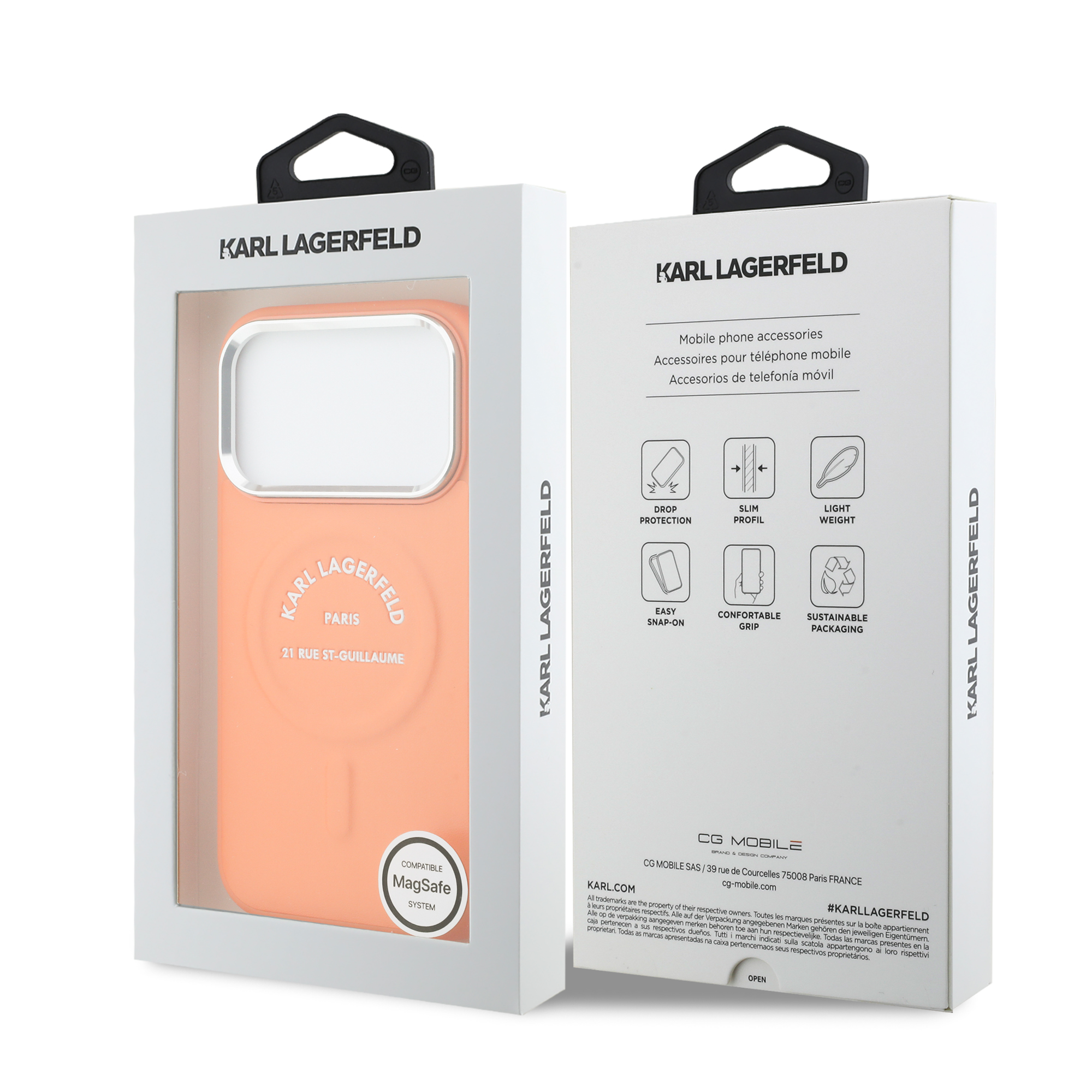 iPhone 17 Pro - KARL LAGERFELD Leather Karl Logo Orange — estuche (foto 8 de 8)