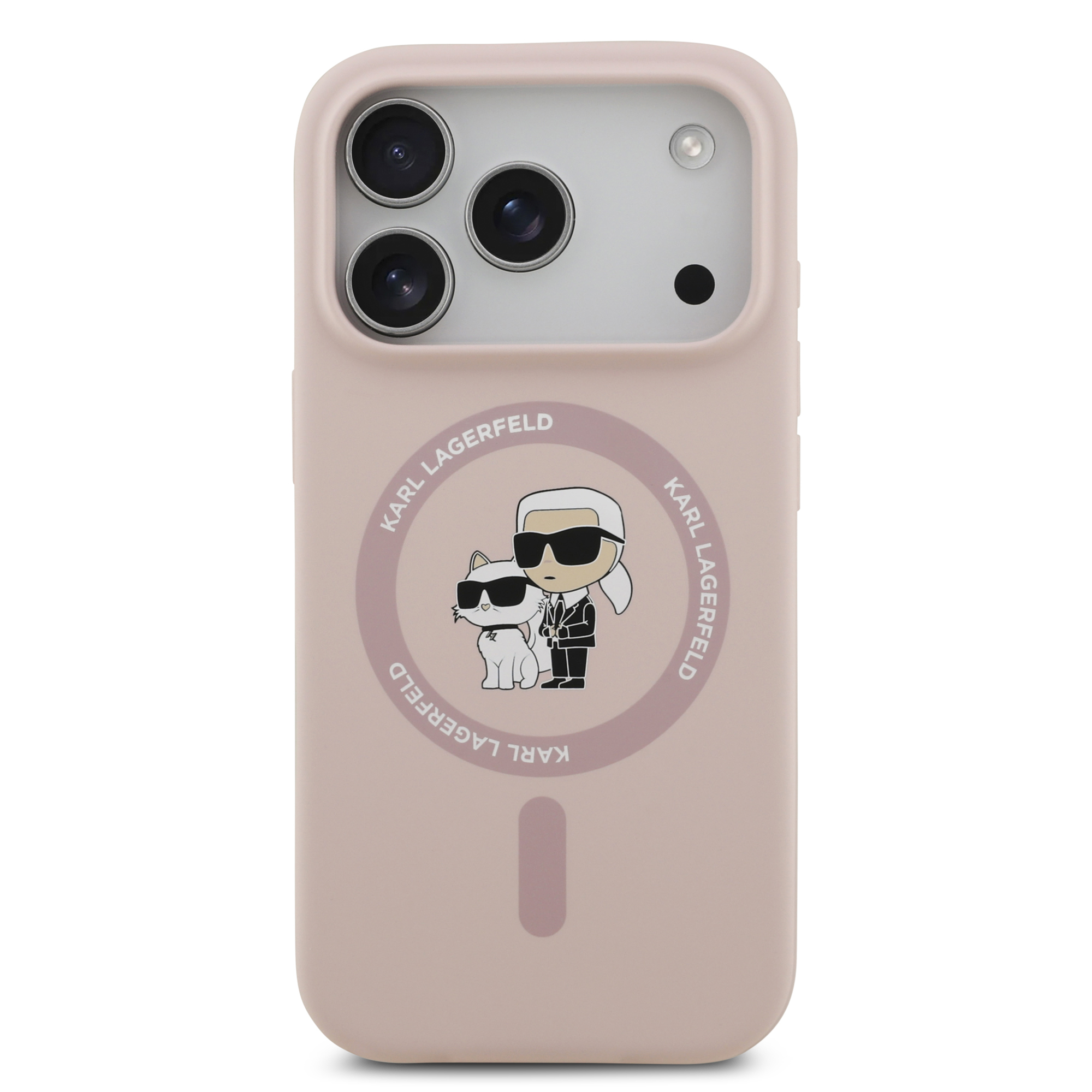 iPhone 17 Pro - KARL LAGERFELD Silicone KC Body Ring Pink — estuche