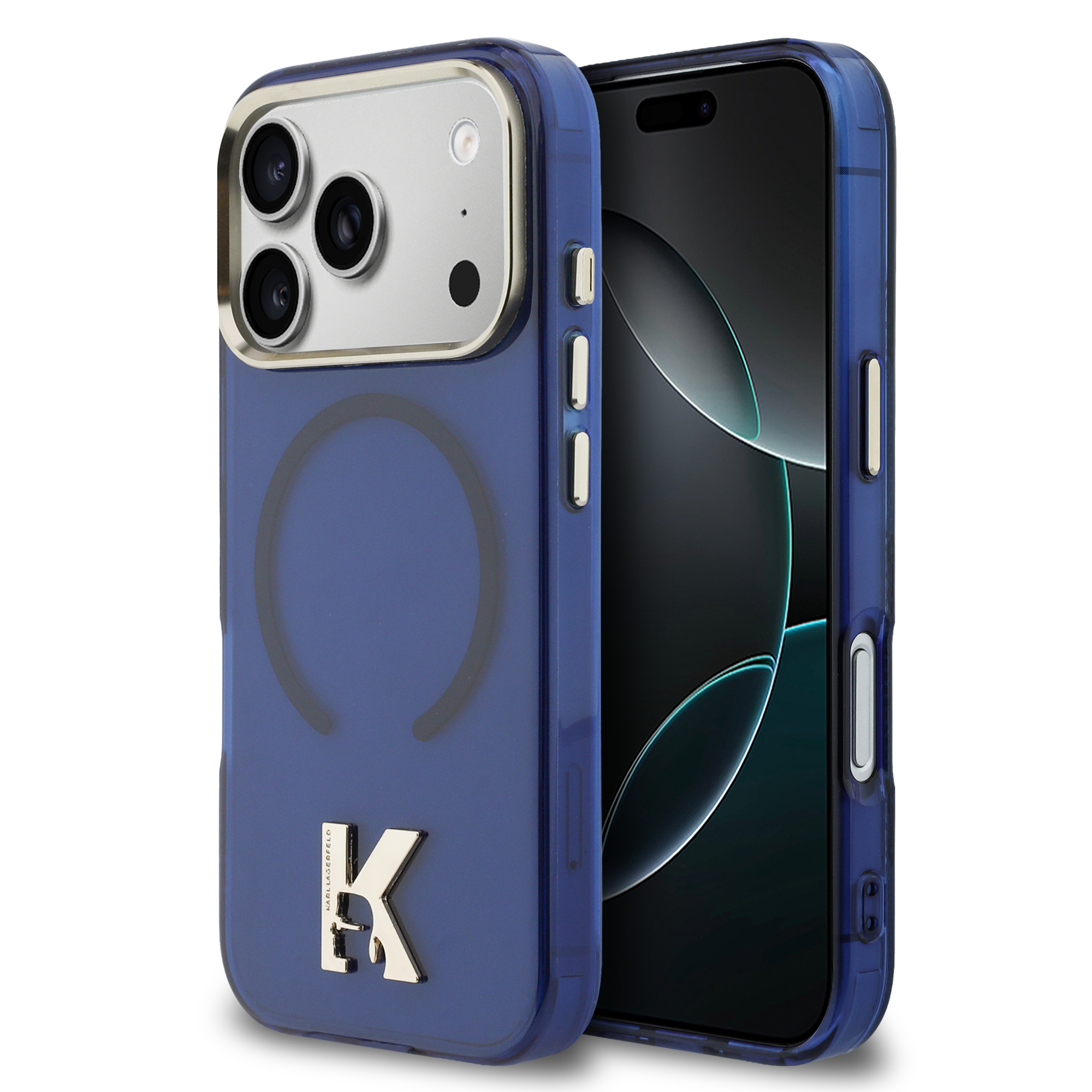 iPhone 17 Pro Max - KARL LAGERFELD Head Logo Blue — estuche (foto 2 de 8)