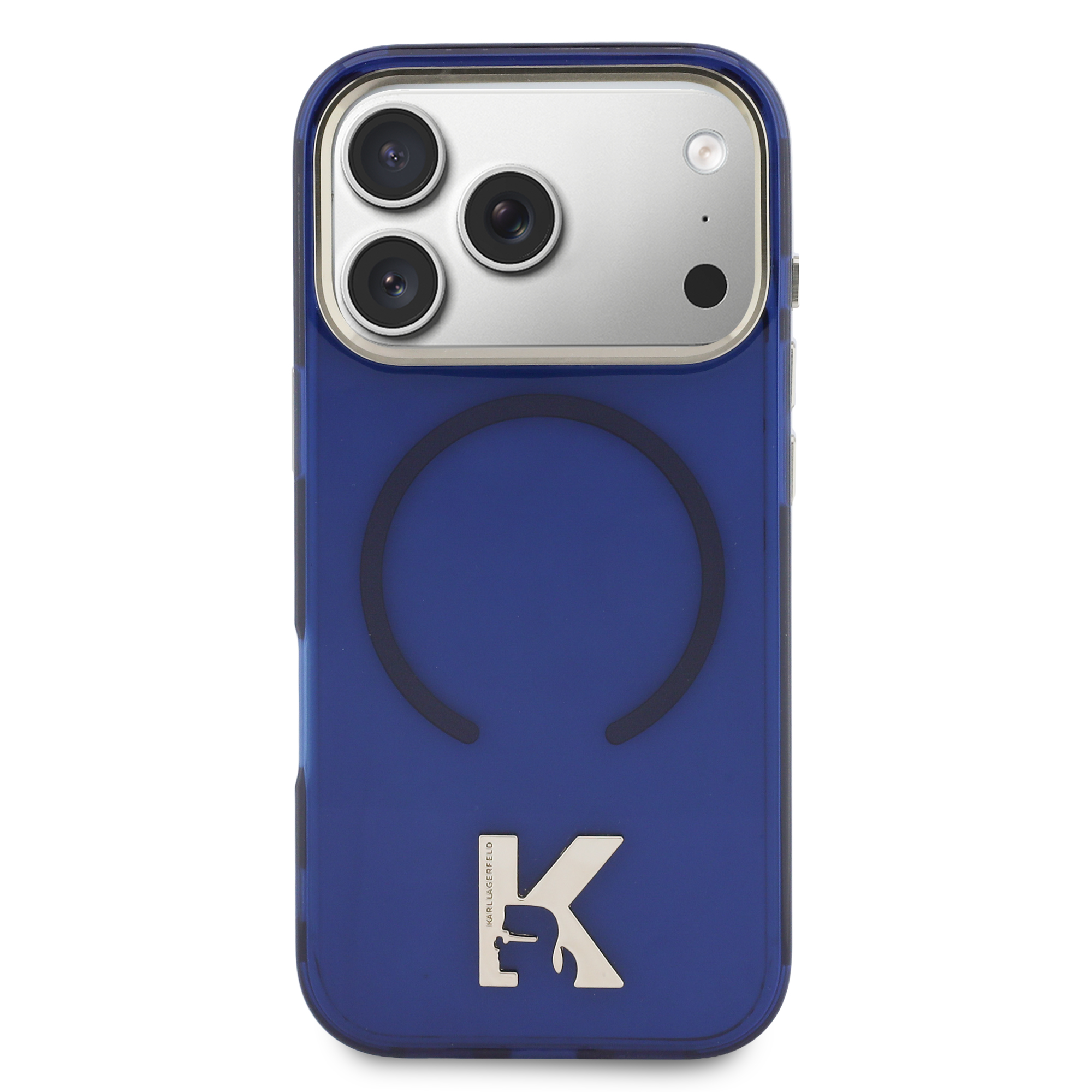iPhone 17 Pro Max - KARL LAGERFELD Head Logo Blue — estuche