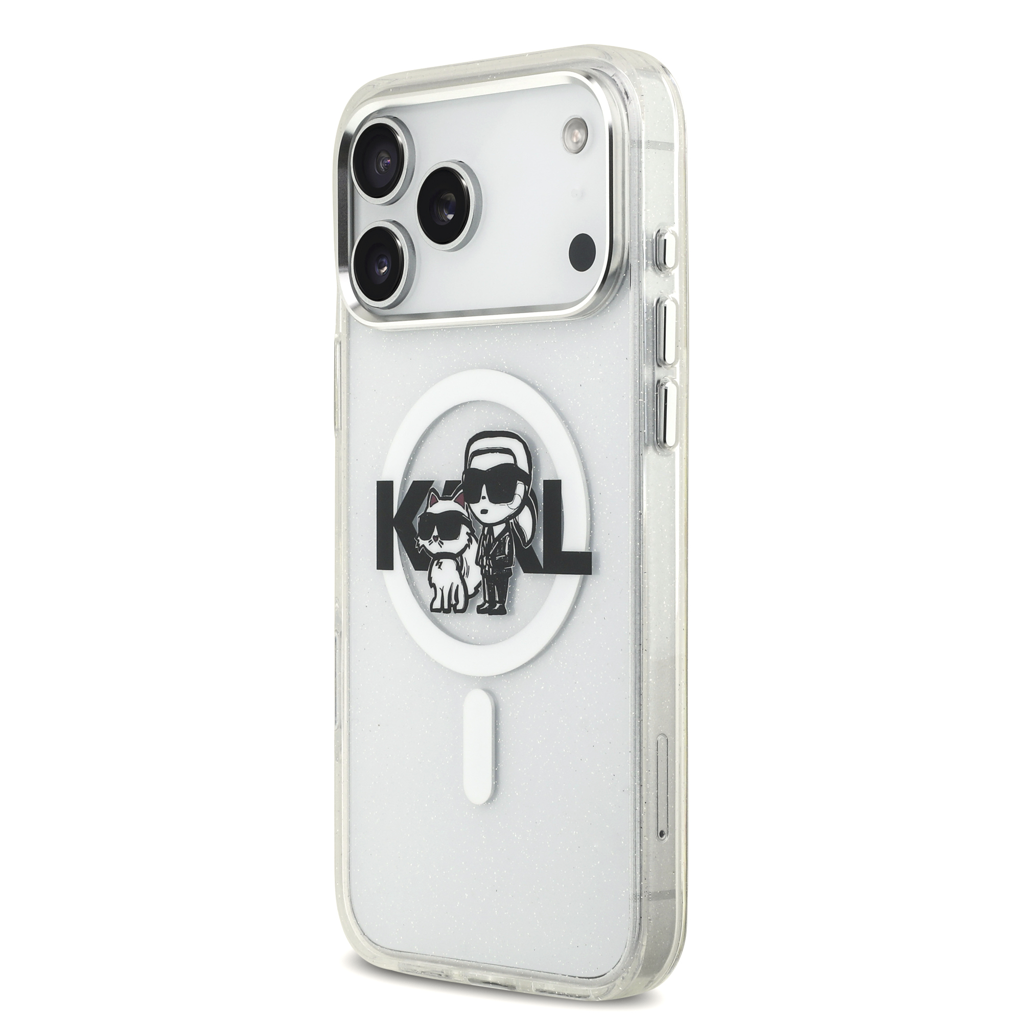 iPhone 17 Pro Max - KARL LAGERFELD Glitter Karl&Choupette Sketch Clear — estuche (foto 3 de 8)