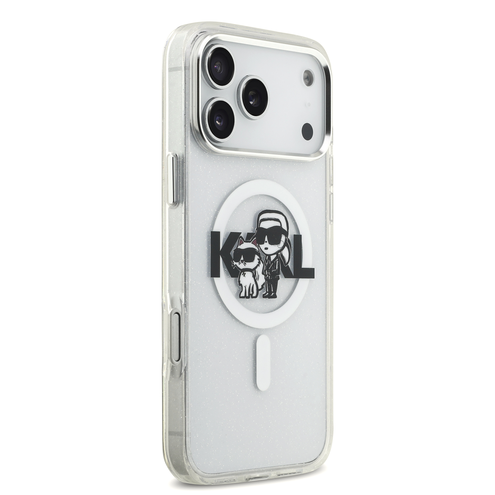 iPhone 17 Pro Max - KARL LAGERFELD Glitter Karl&Choupette Sketch Clear — estuche (foto 4 de 8)