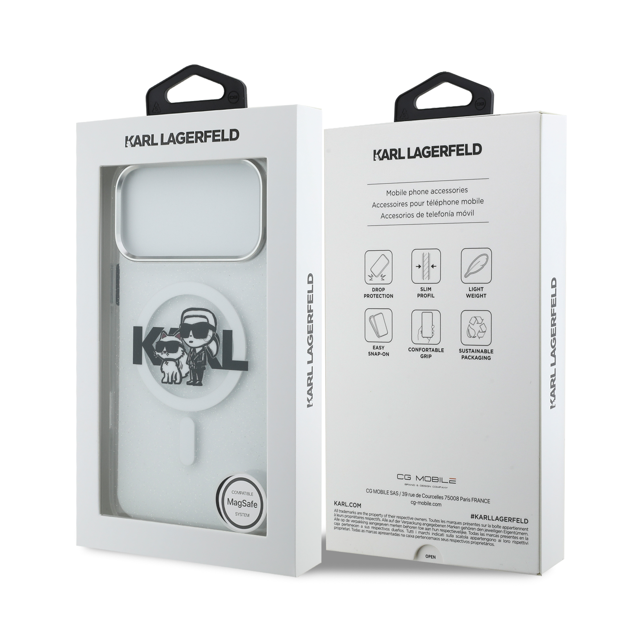 iPhone 17 Pro Max - KARL LAGERFELD Glitter Karl&Choupette Sketch Clear — estuche (foto 8 de 8)