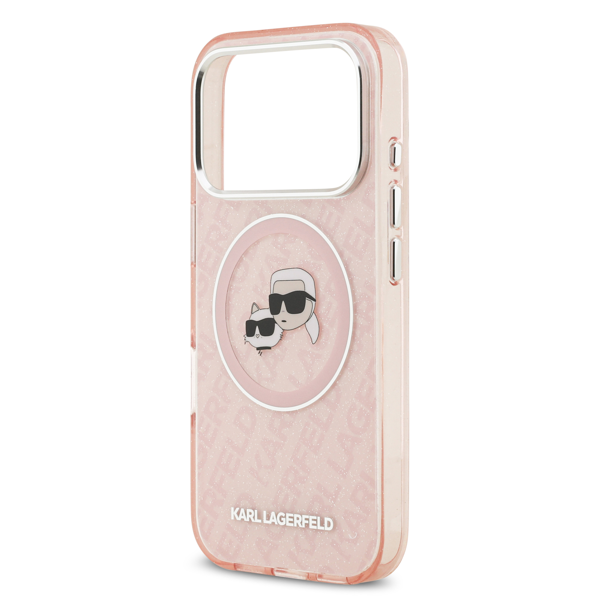 iPhone 17 Pro Max - KARL LAGERFELD Glitter Karl&Choupette Heads Pink — estuche (foto 6 de 8)