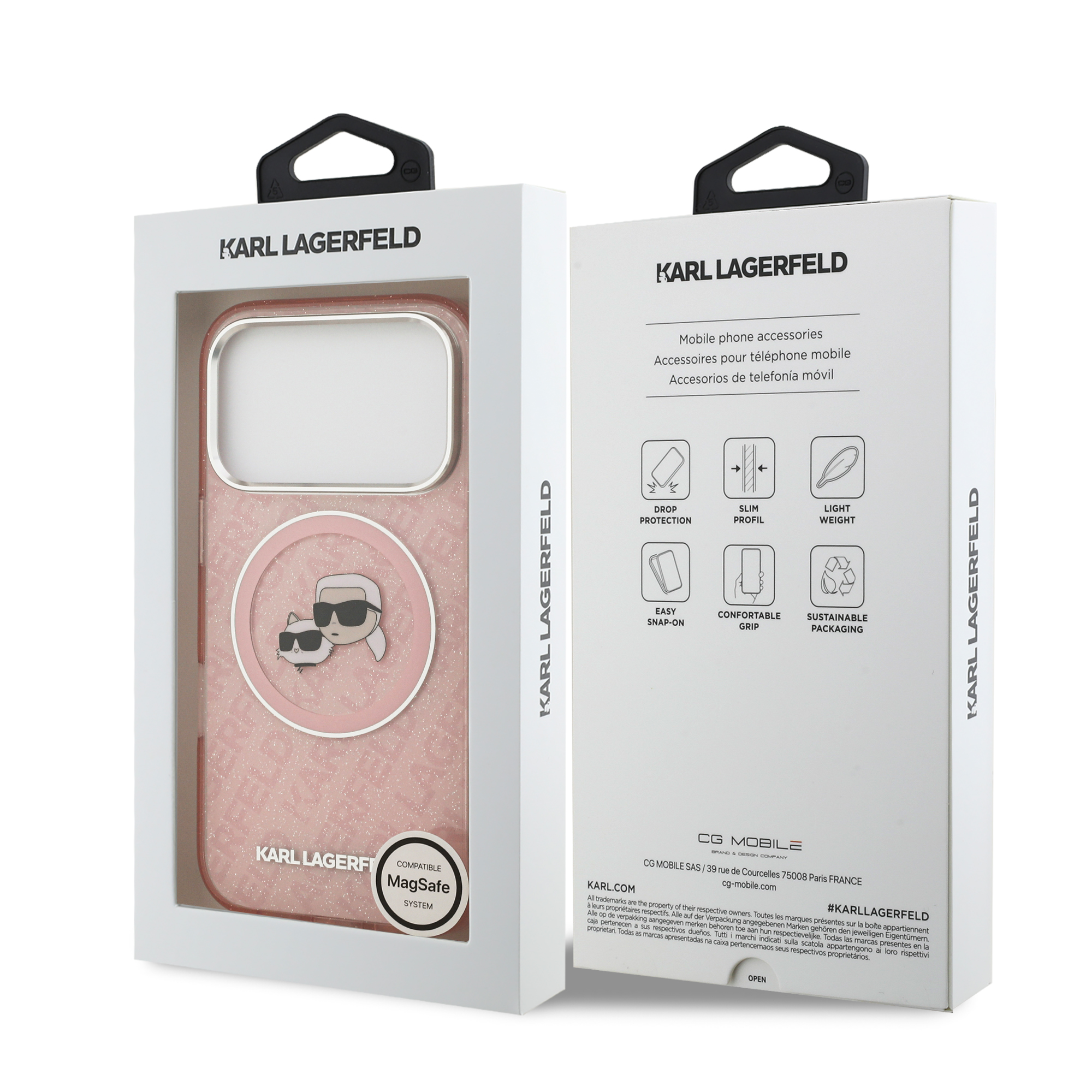iPhone 17 Pro Max - KARL LAGERFELD Glitter Karl&Choupette Heads Pink — estuche (foto 8 de 8)