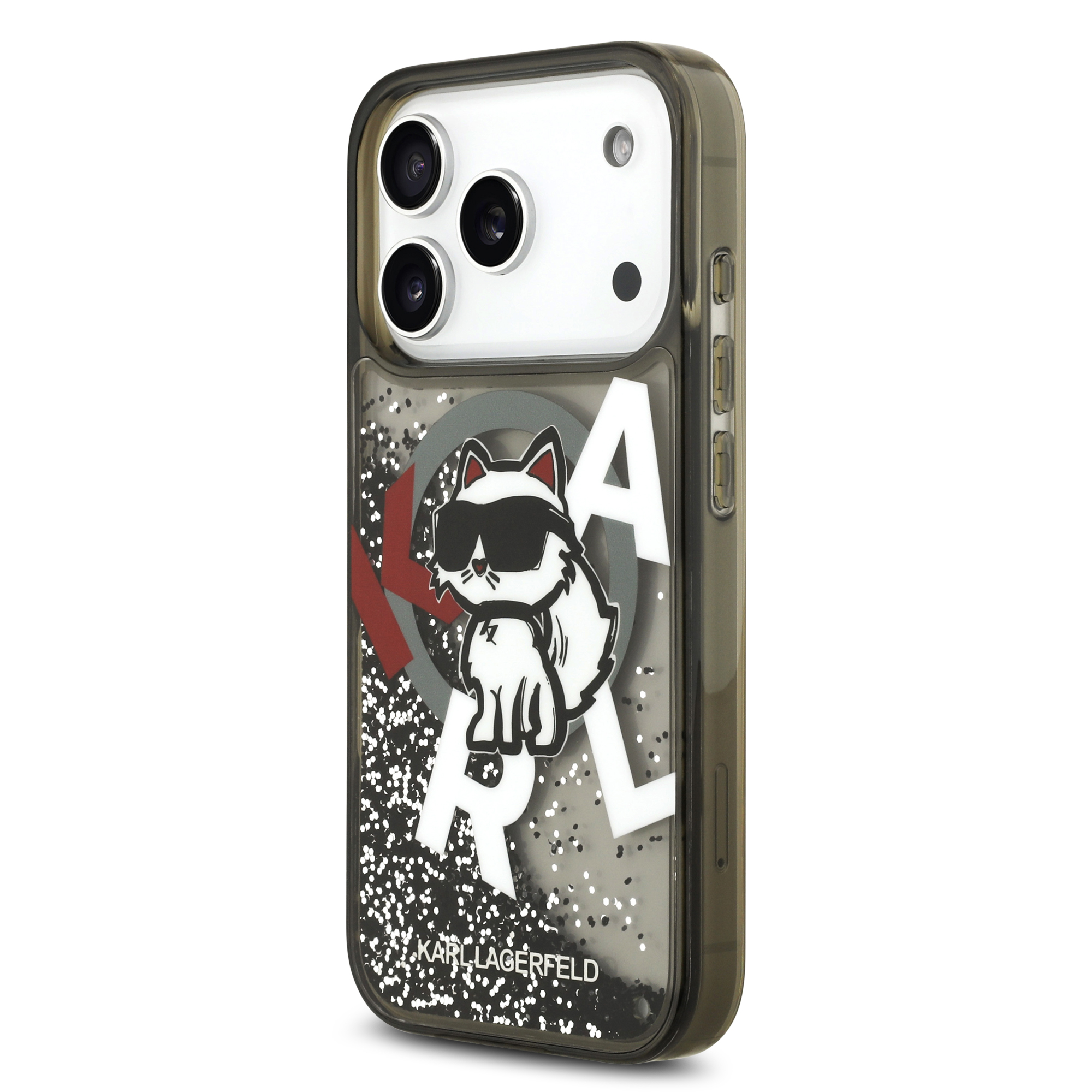 iPhone 17 Pro Max - KARL LAGERFELD Liquid Glitter Choupette Logo Black — estuche (foto 3 de 8)
