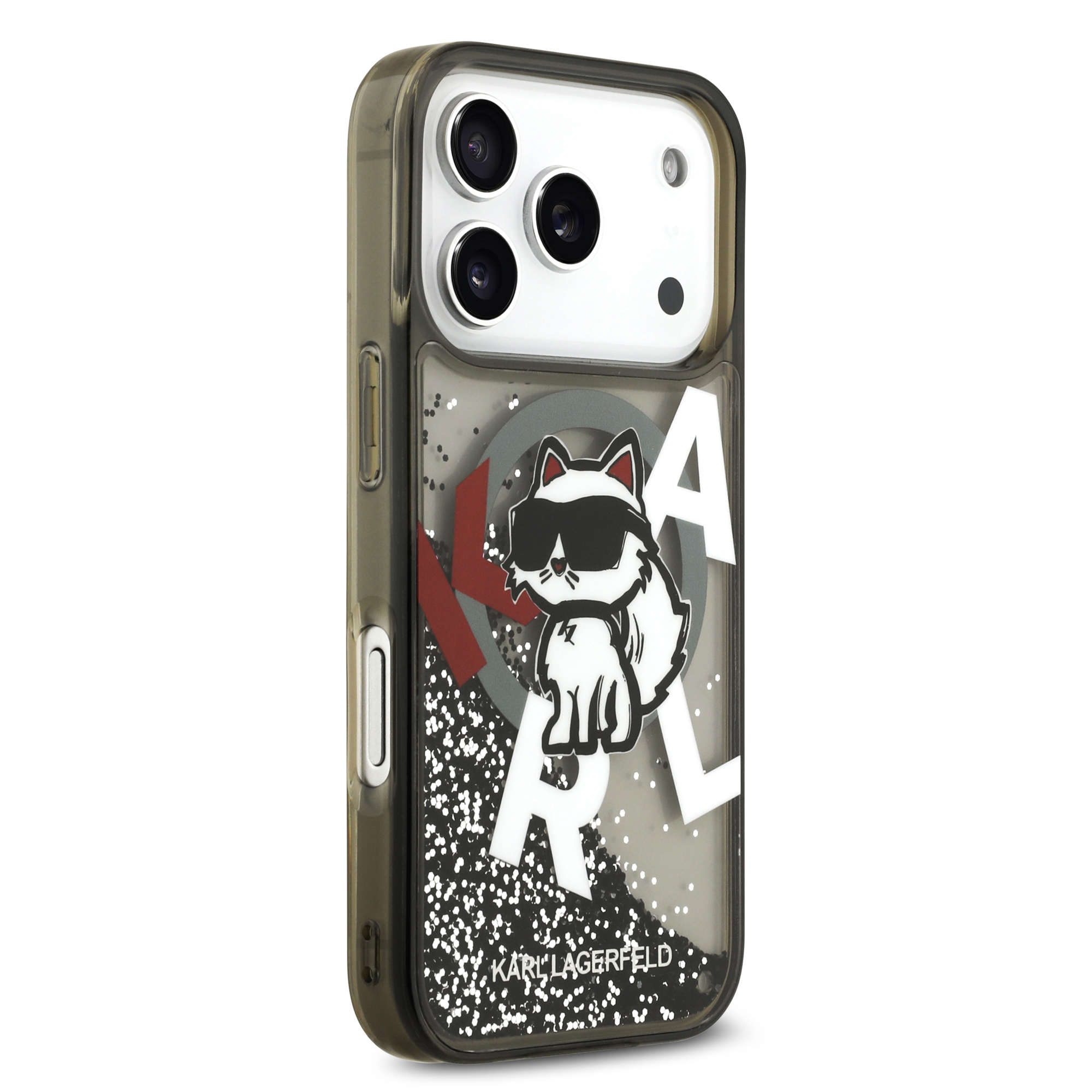 iPhone 17 Pro Max - KARL LAGERFELD Liquid Glitter Choupette Logo Black — estuche (foto 4 de 8)