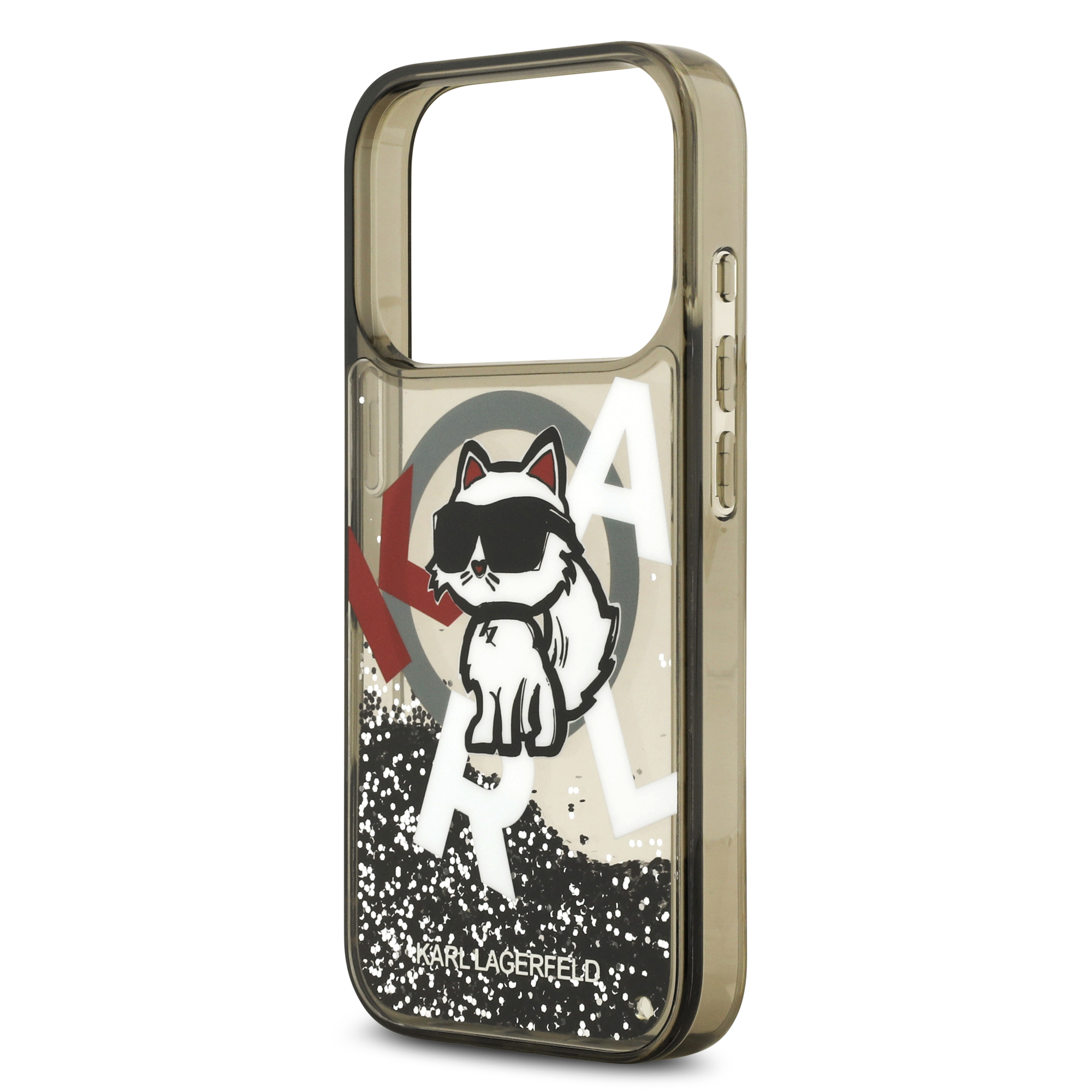 iPhone 17 Pro Max - KARL LAGERFELD Liquid Glitter Choupette Logo Black — estuche (foto 6 de 8)