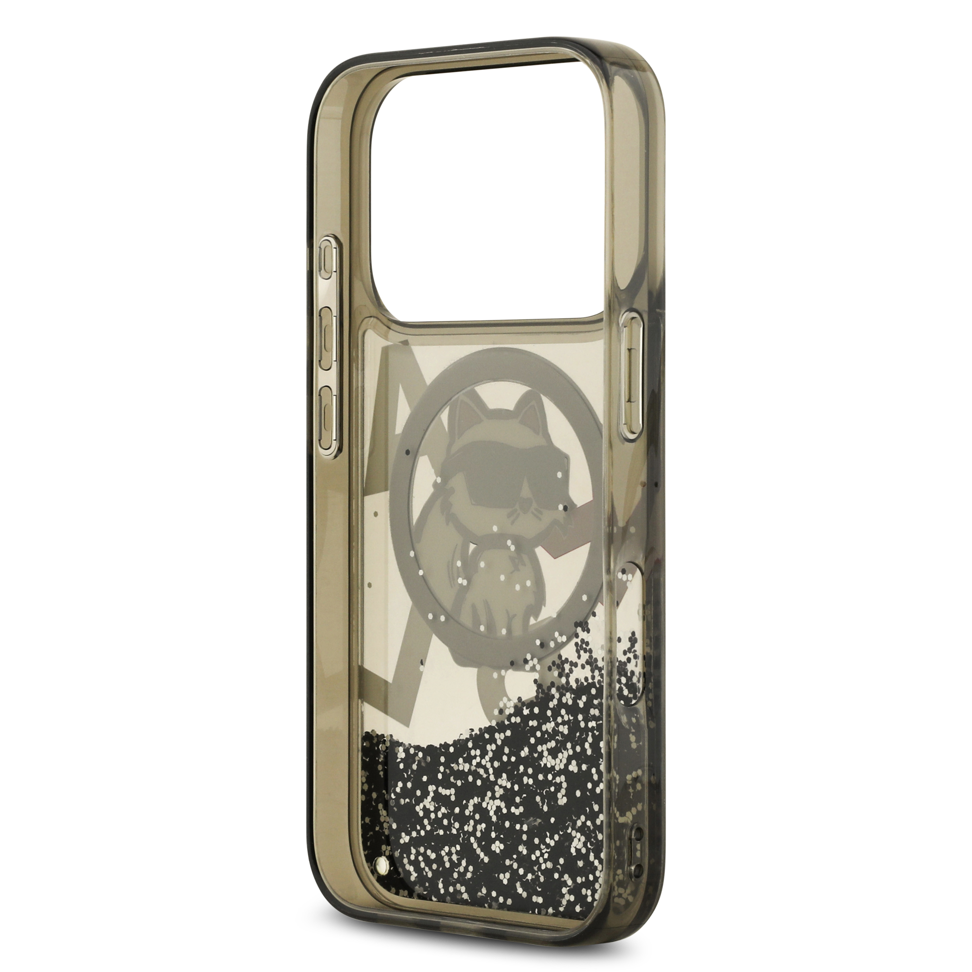 iPhone 17 Pro Max - KARL LAGERFELD Liquid Glitter Choupette Logo Black — estuche (foto 7 de 8)