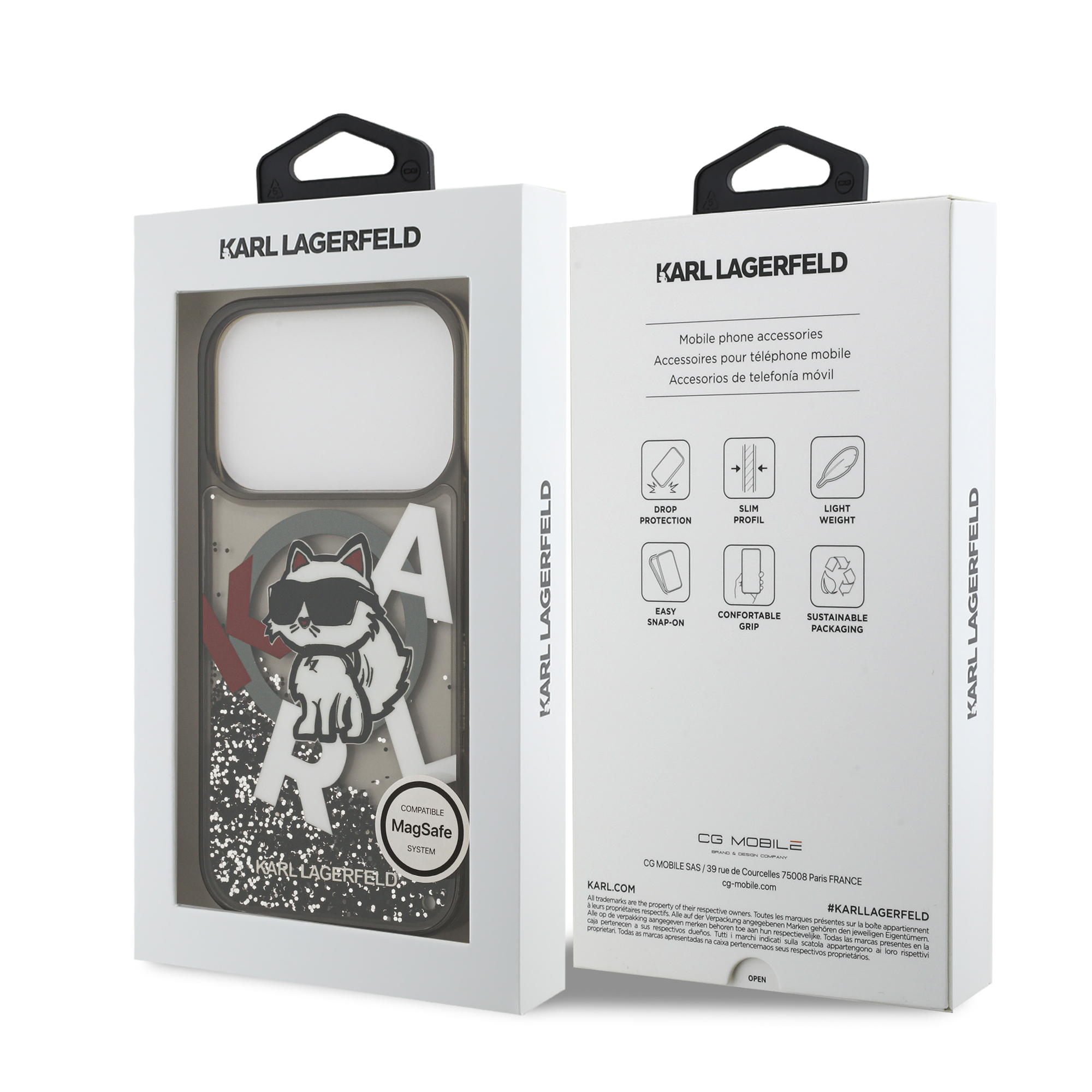 iPhone 17 Pro Max - KARL LAGERFELD Liquid Glitter Choupette Logo Black — estuche (foto 8 de 8)