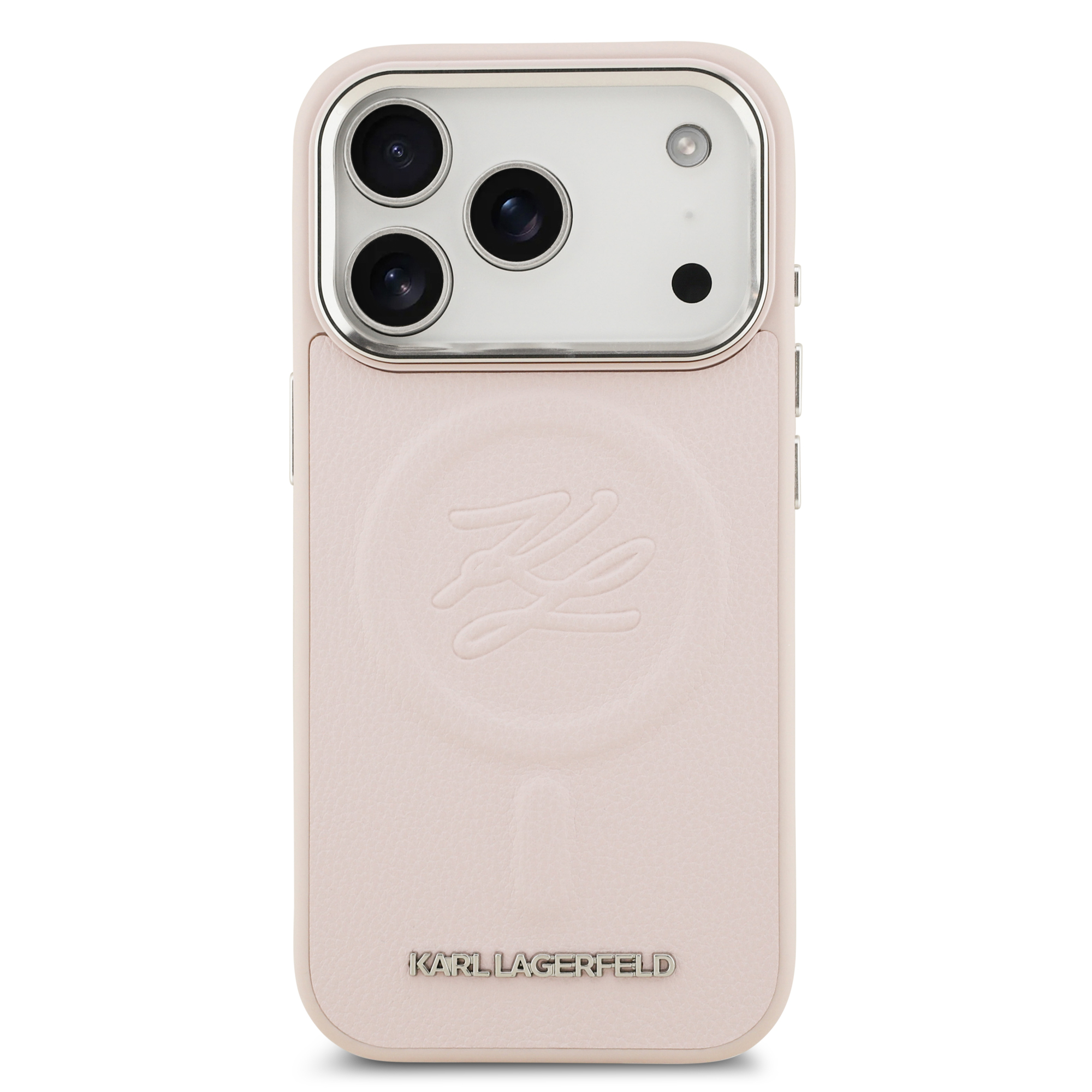 iPhone 17 Pro Max - KARL LAGERFELD Leather Initial Metal Logo Pink