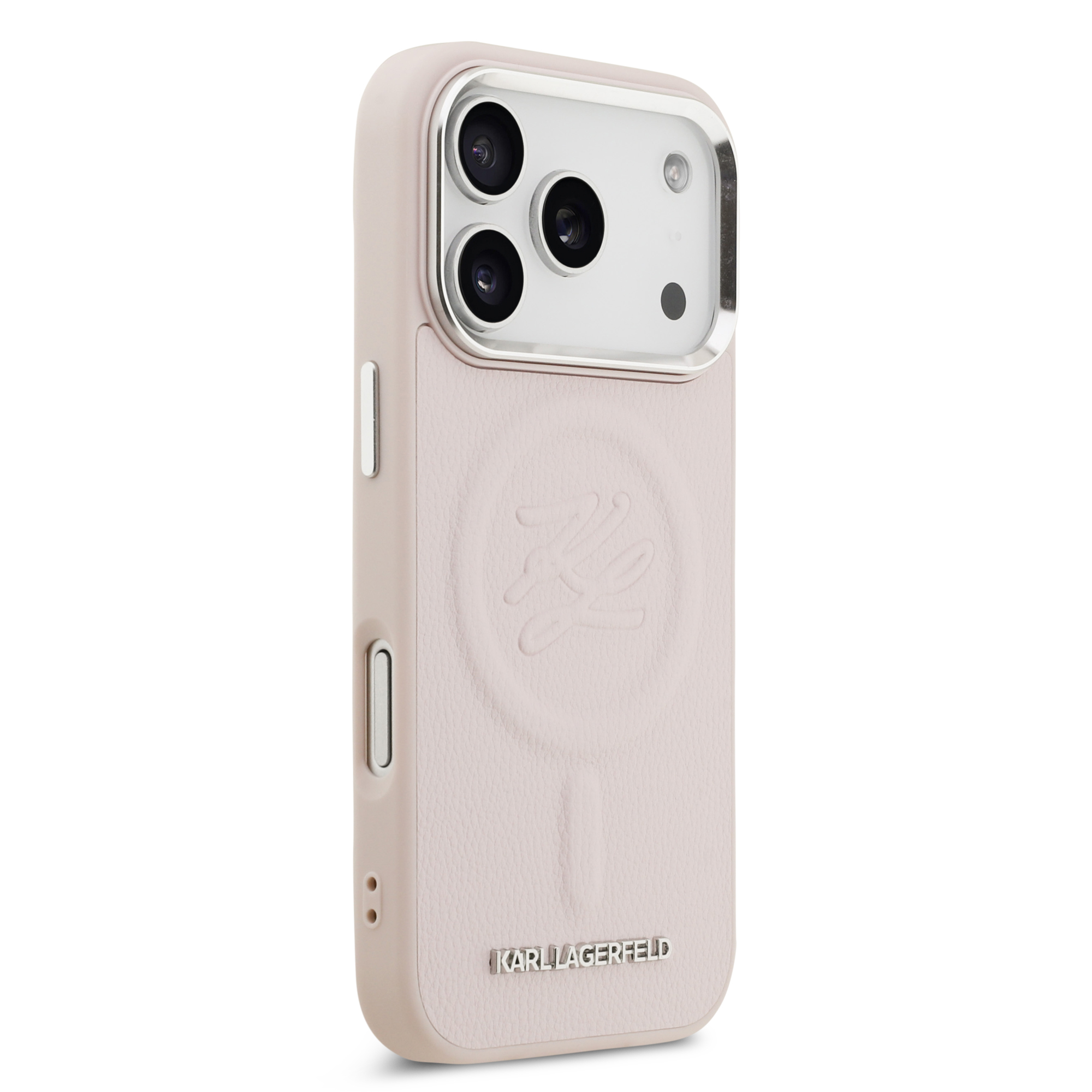 iPhone 17 Pro Max - KARL LAGERFELD Leather Initial Metal Logo Pink — estuche (foto 4 de 8)