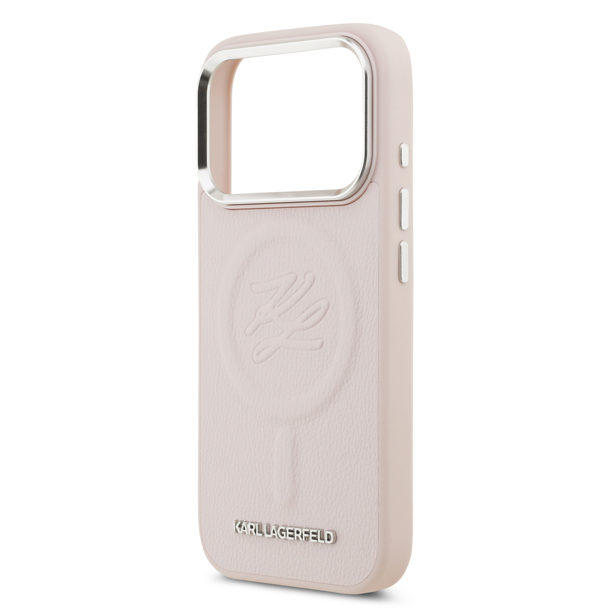 iPhone 17 Pro Max - KARL LAGERFELD Leather Initial Metal Logo Pink — estuche (foto 6 de 8)